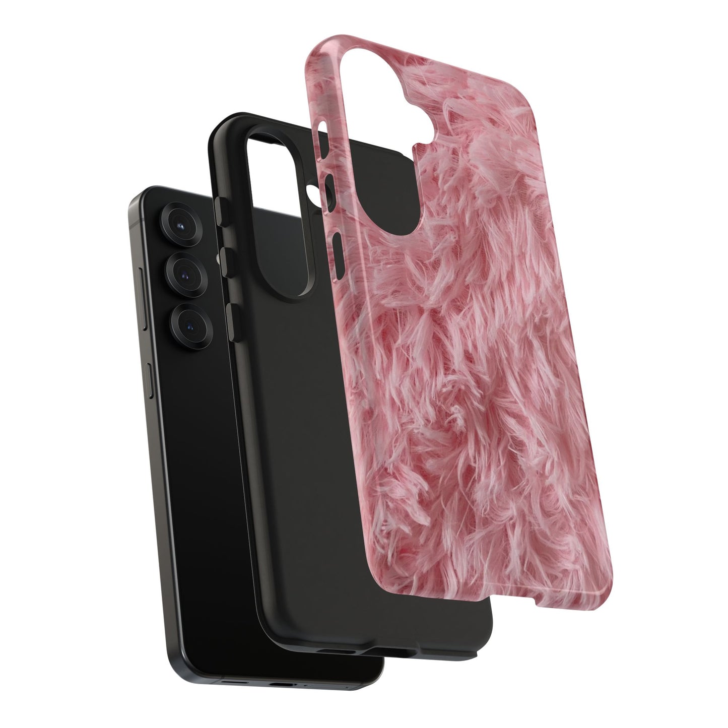 Pink Faux Fur Tough Phone Case — Plush Protective iPhone Cover