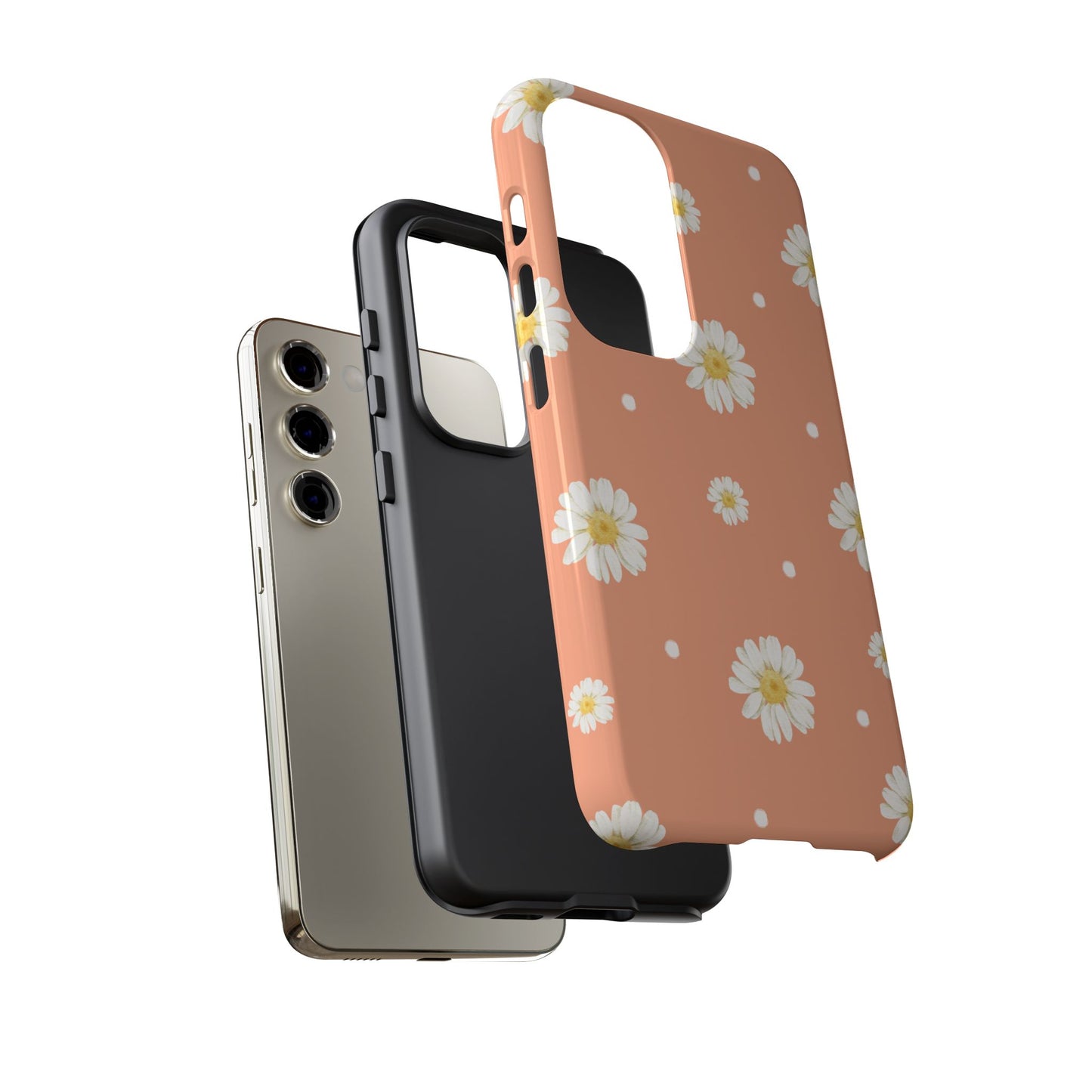Peach Daisy Phone Case — Floral Tough Protective Cover