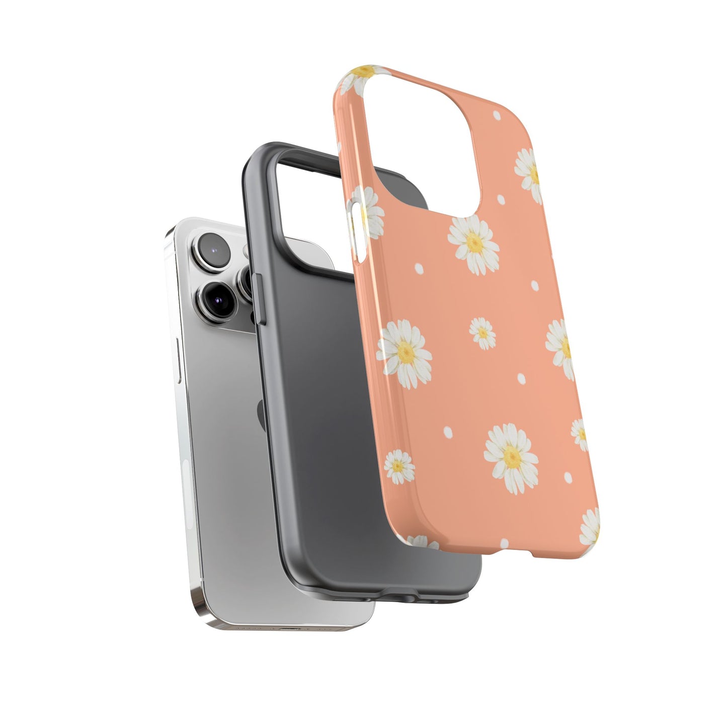 Peach Daisy Phone Case — Floral Tough Protective Cover