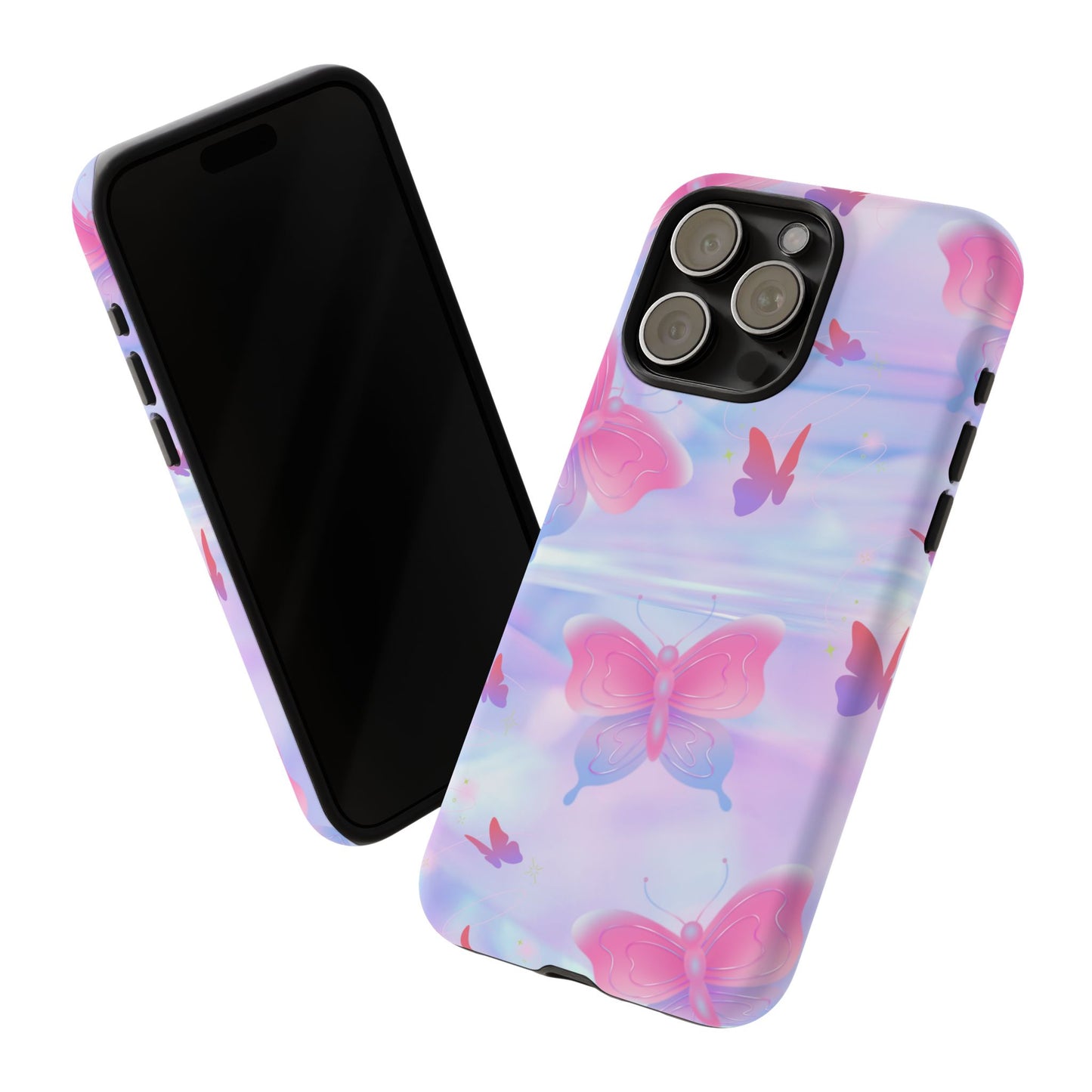Butterfly Pastel Tough Phone Case — Pink & Lavender Protective Cover
