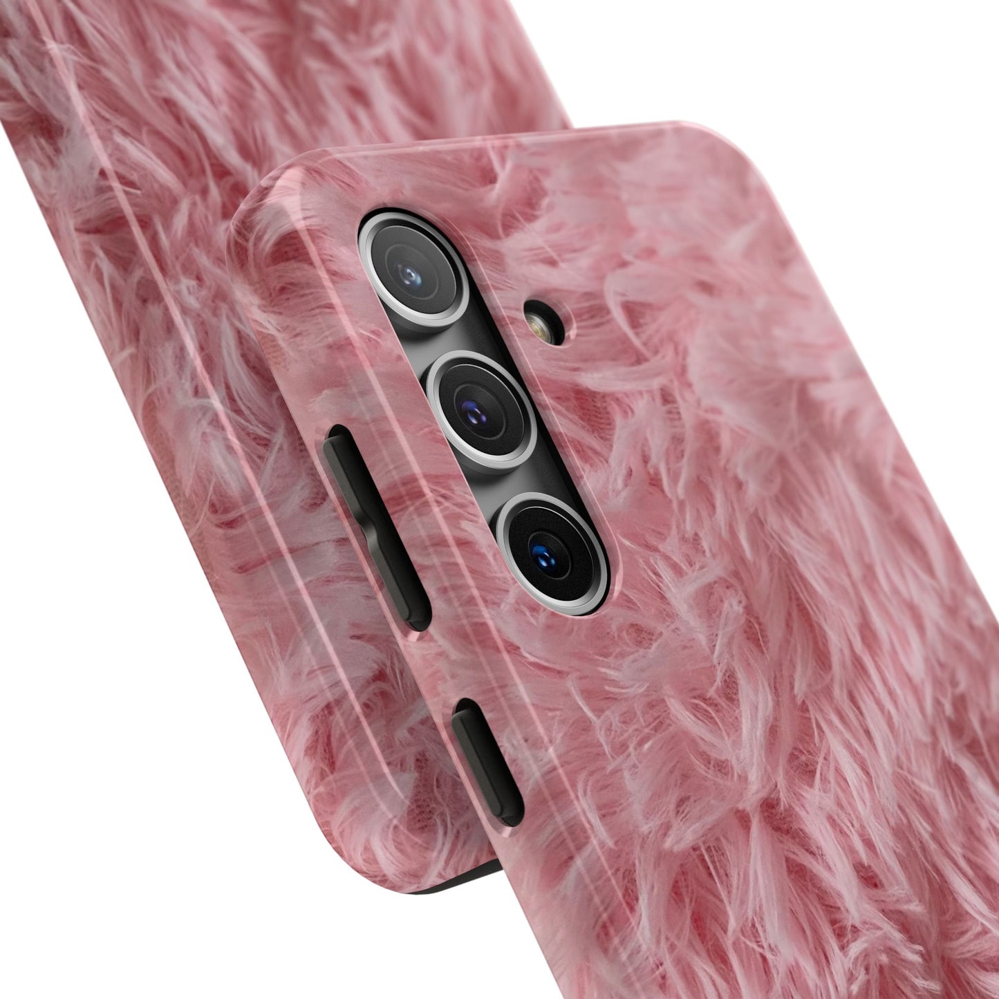 Pink Faux Fur Tough Phone Case — Plush Protective iPhone Cover