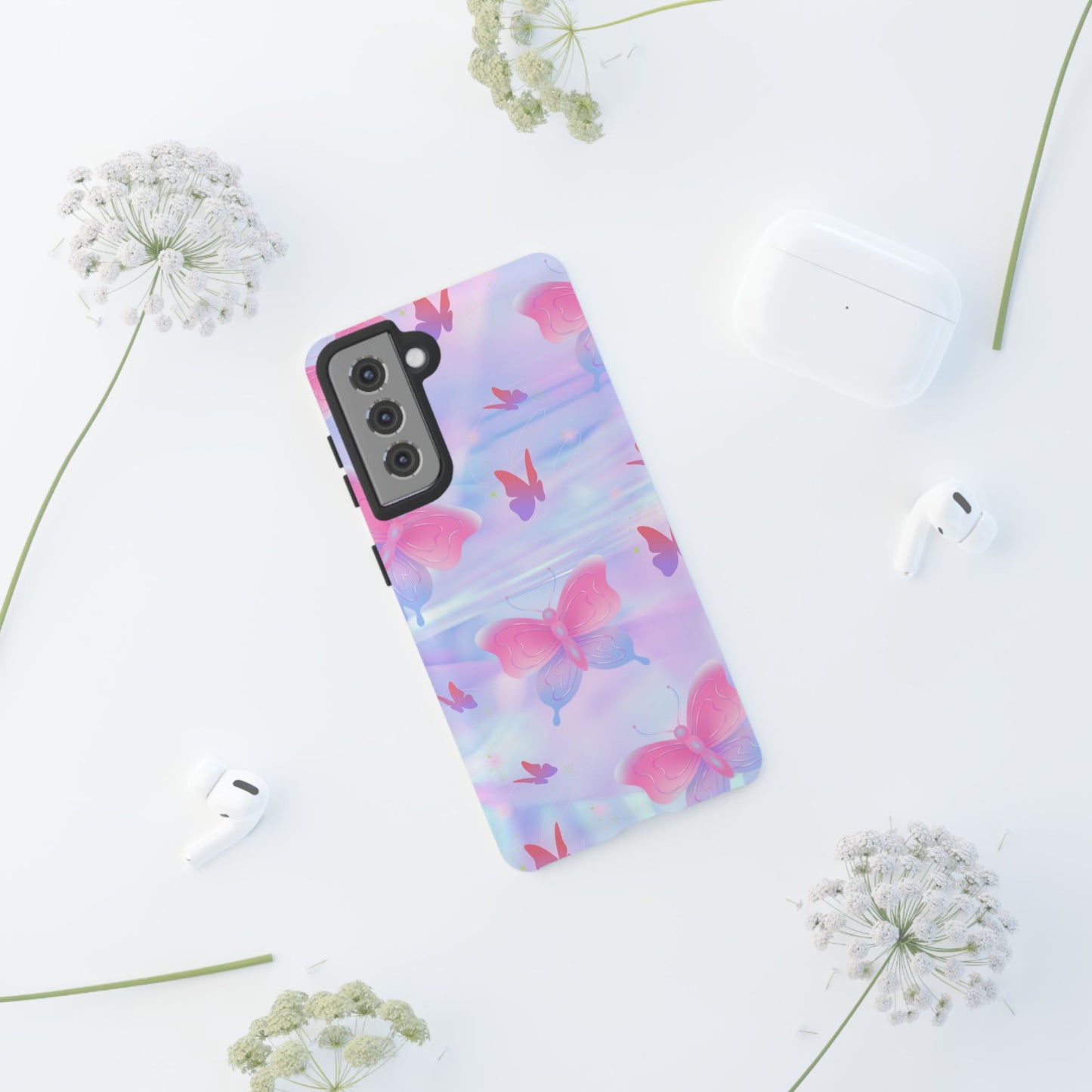 Butterfly Pastel Tough Phone Case — Pink & Lavender Protective Cover