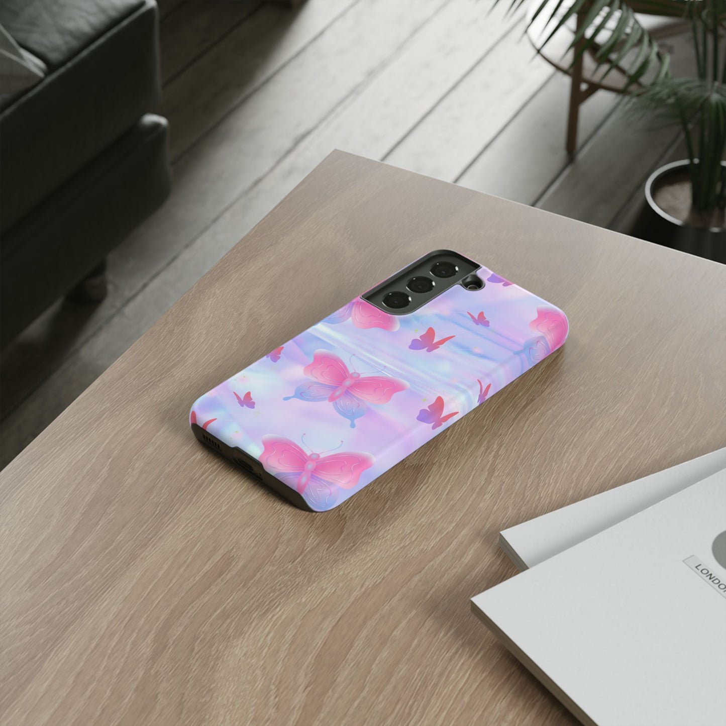 Butterfly Pastel Tough Phone Case — Pink & Lavender Protective Cover