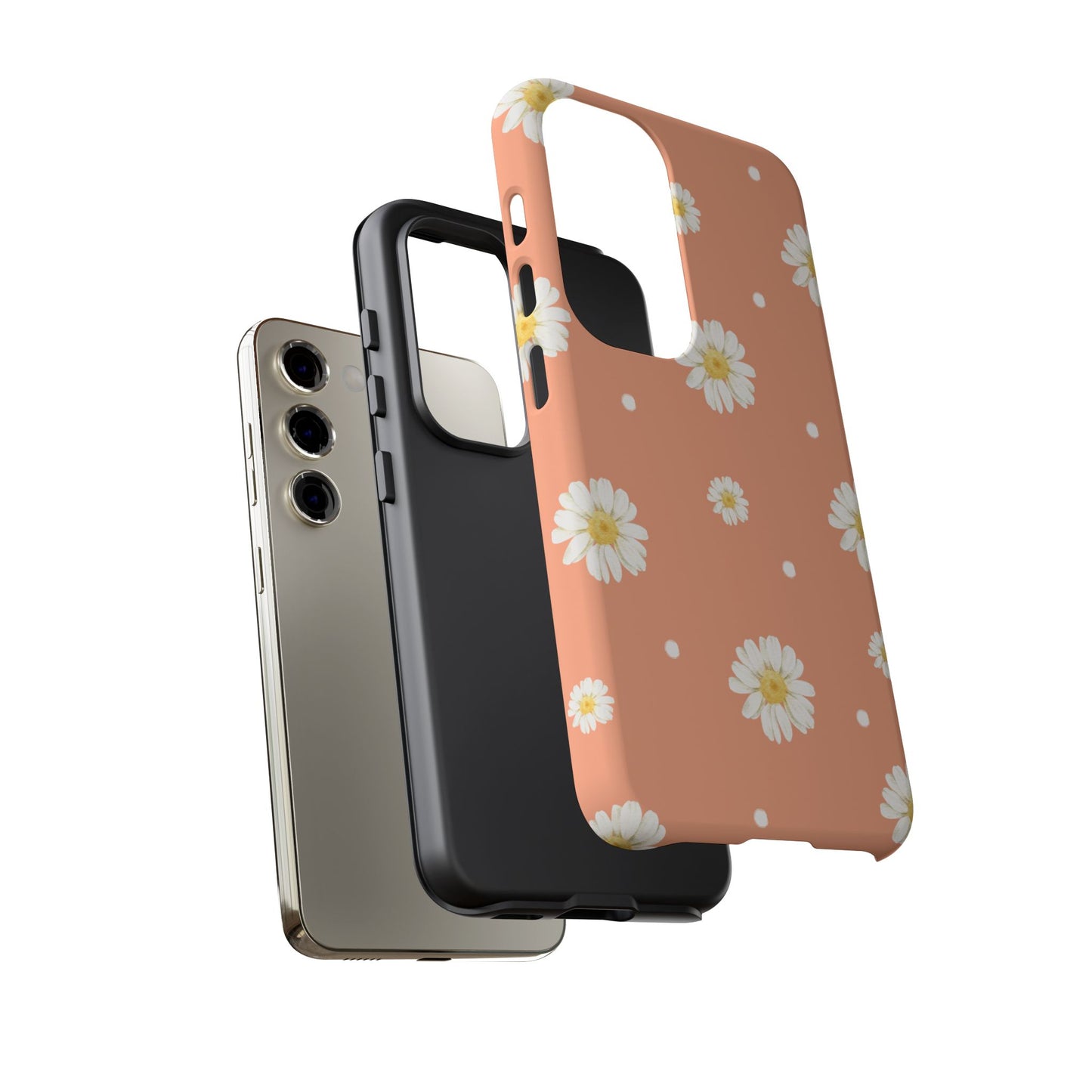 Peach Daisy Phone Case — Floral Tough Protective Cover