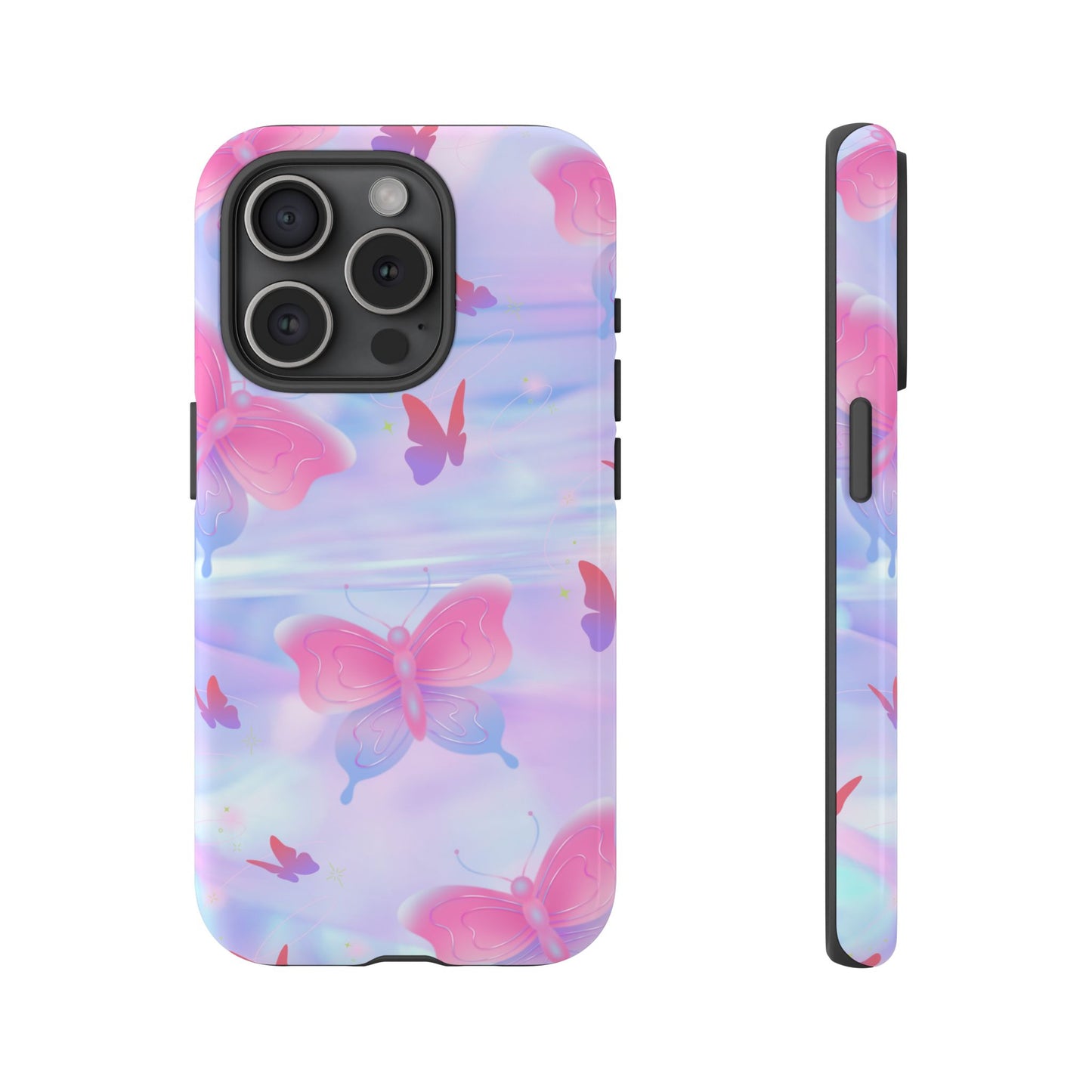 Butterfly Pastel Tough Phone Case — Pink & Lavender Protective Cover
