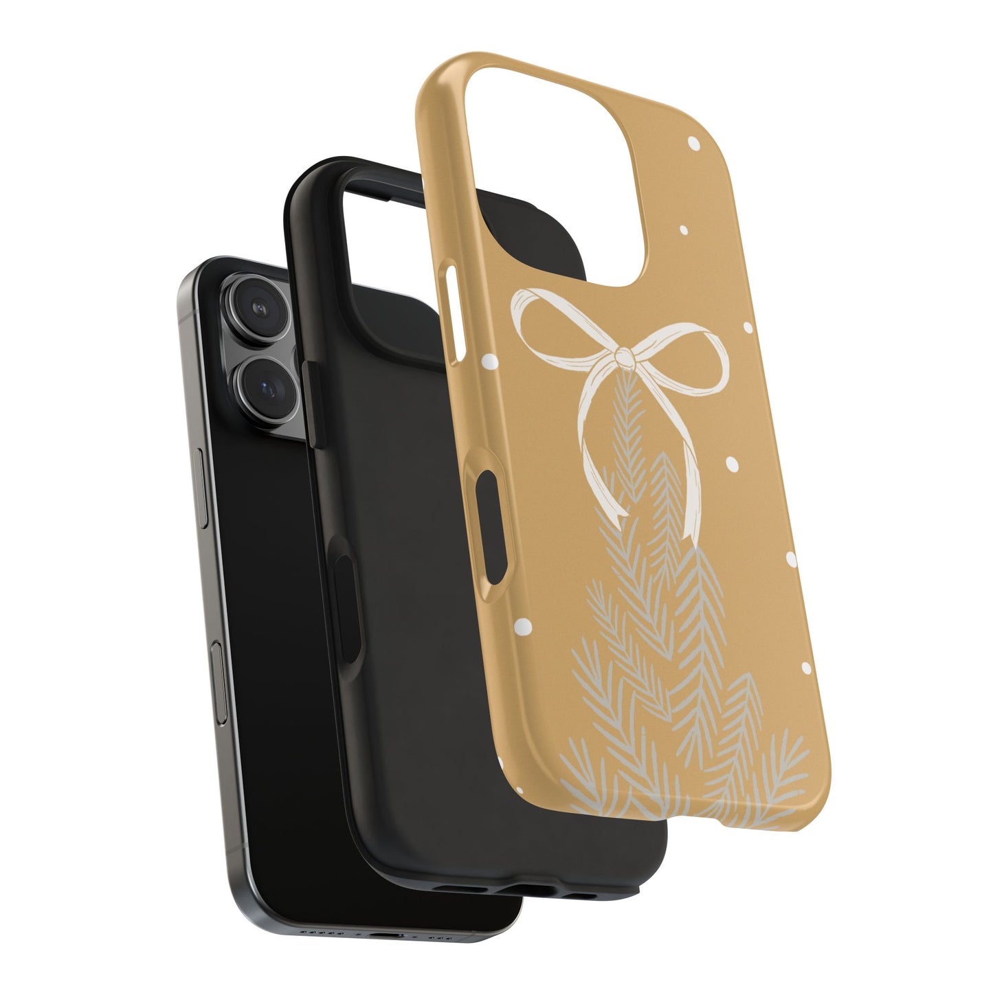 Winter Ribbon Pine Tough Phone Case — Festive Holiday Protective iPhone Cover