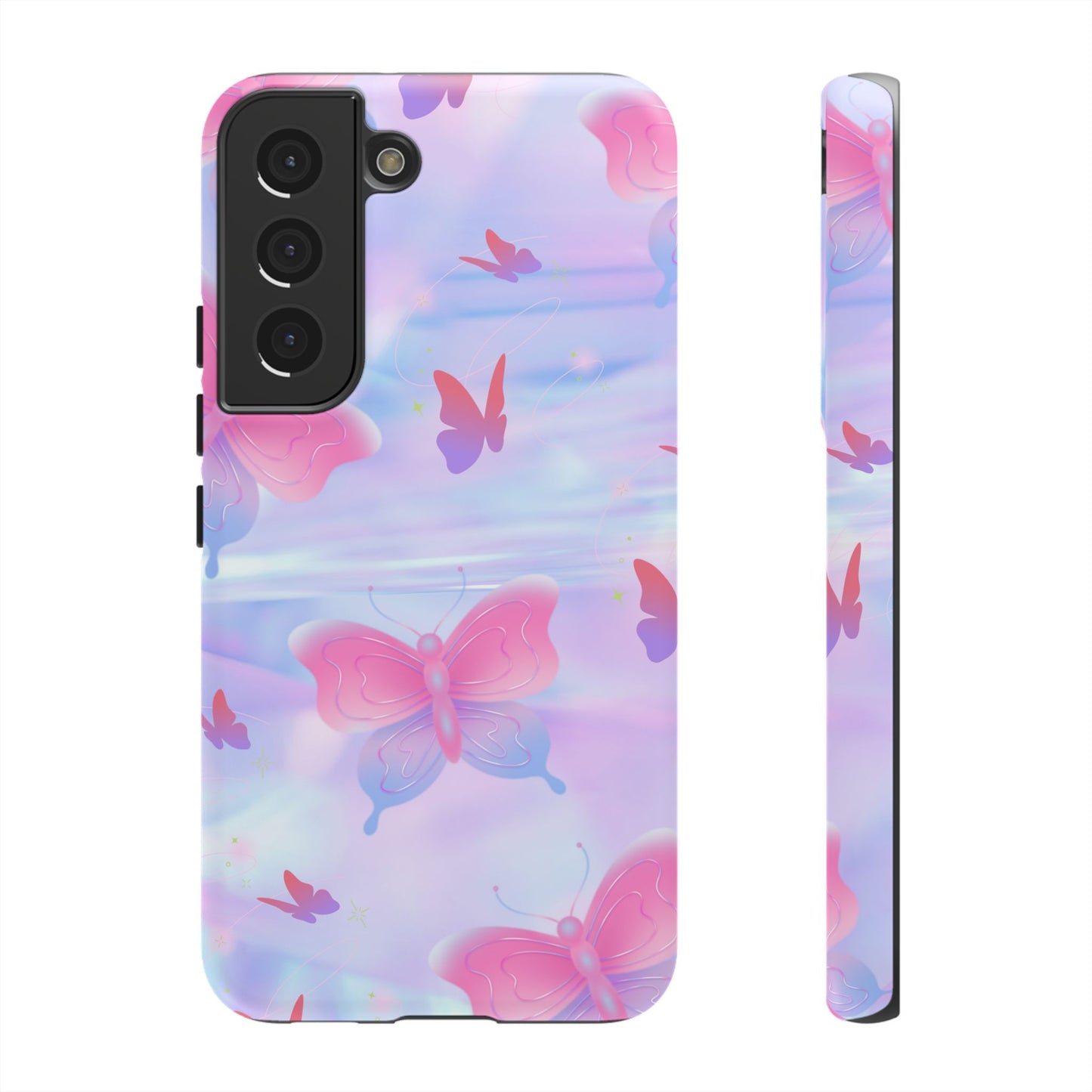 Butterfly Pastel Tough Phone Case — Pink & Lavender Protective Cover