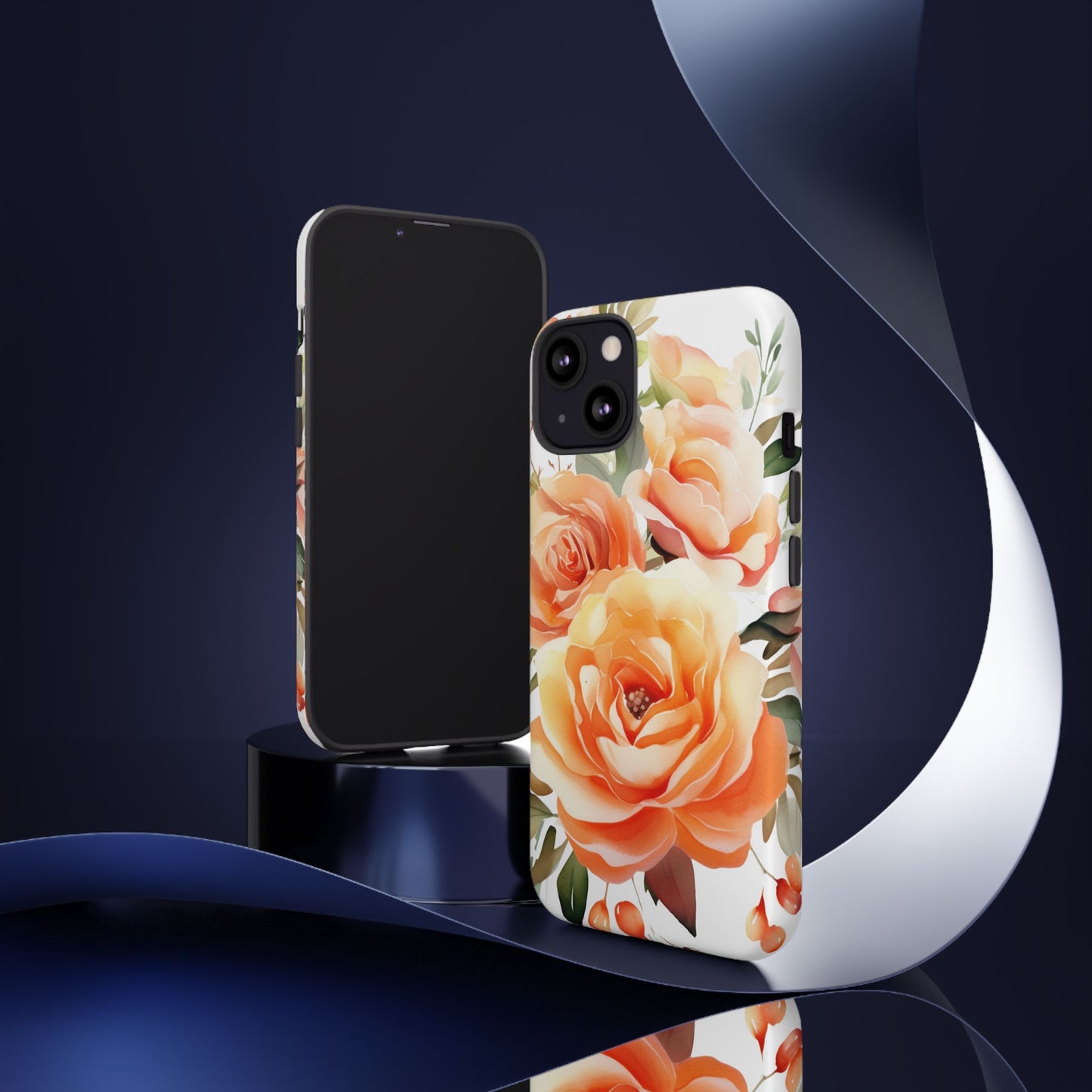 Floral Peach Rose Tough Phone Case — Protective Botanical iPhone Cover