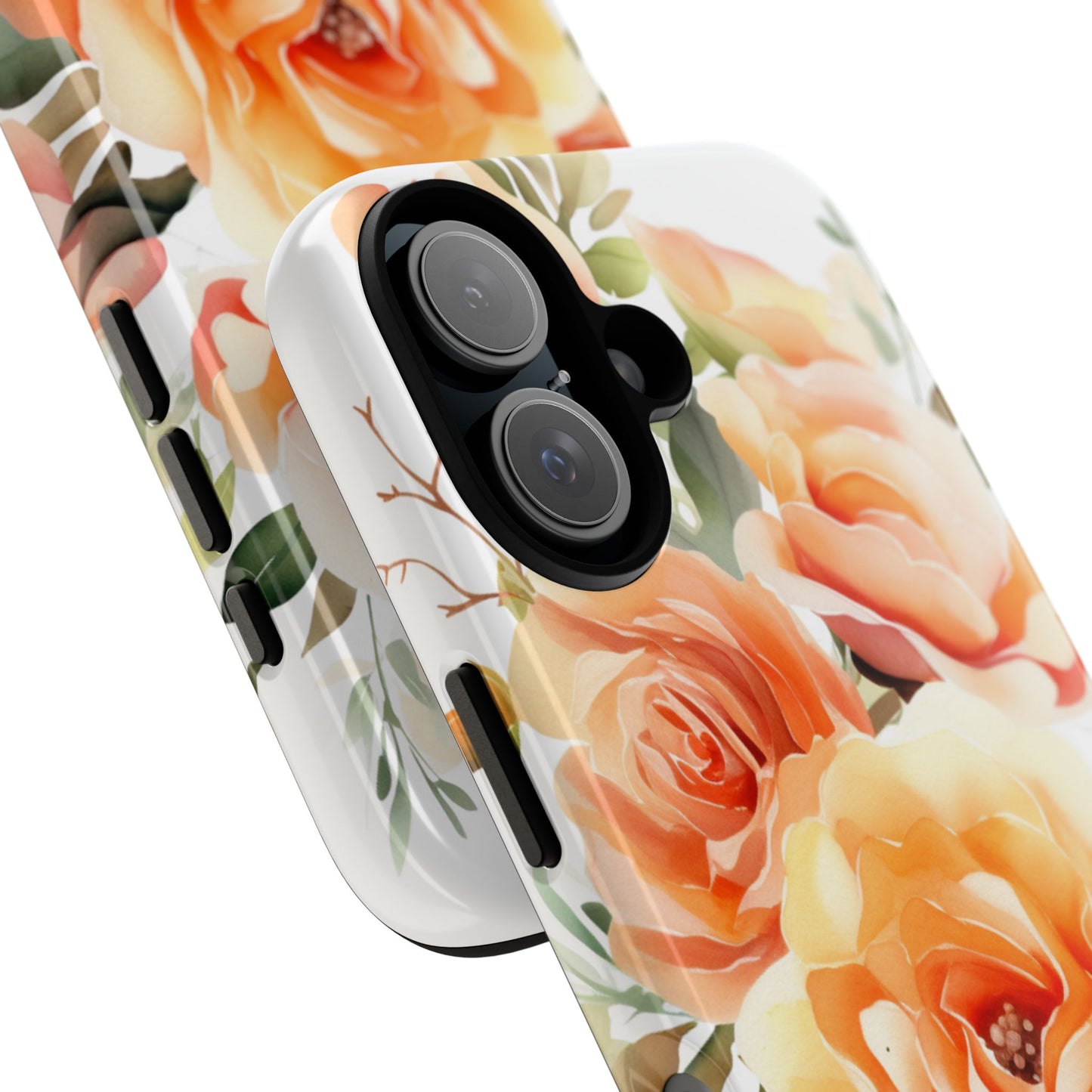 Floral Peach Rose Tough Phone Case — Protective Botanical iPhone Cover