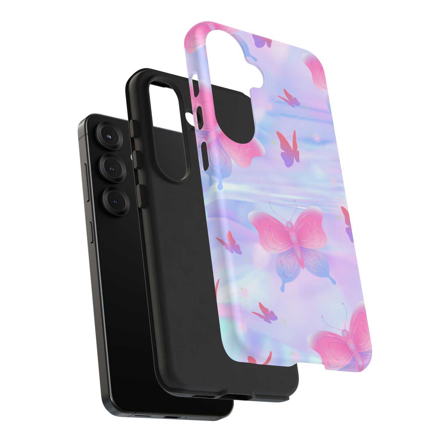 Butterfly Pastel Tough Phone Case — Pink & Lavender Protective Cover
