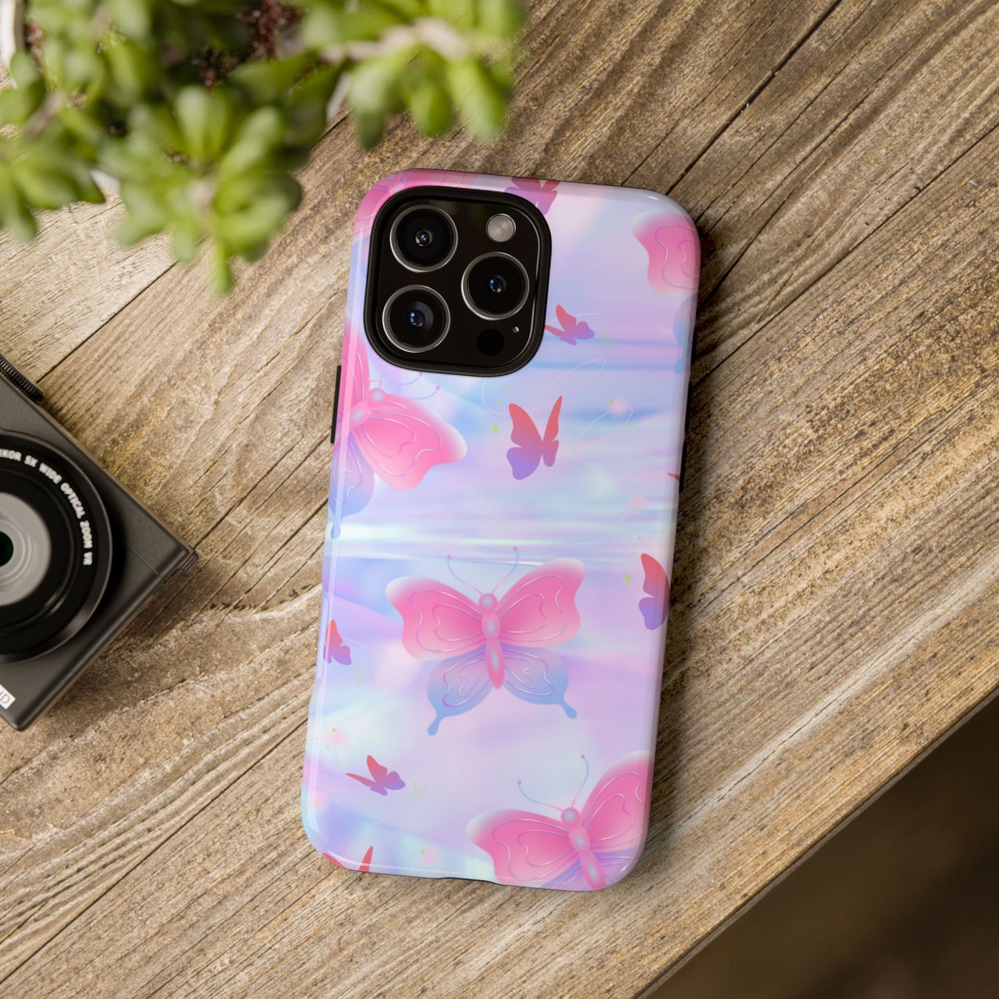Butterfly Pastel Tough Phone Case — Pink & Lavender Protective Cover