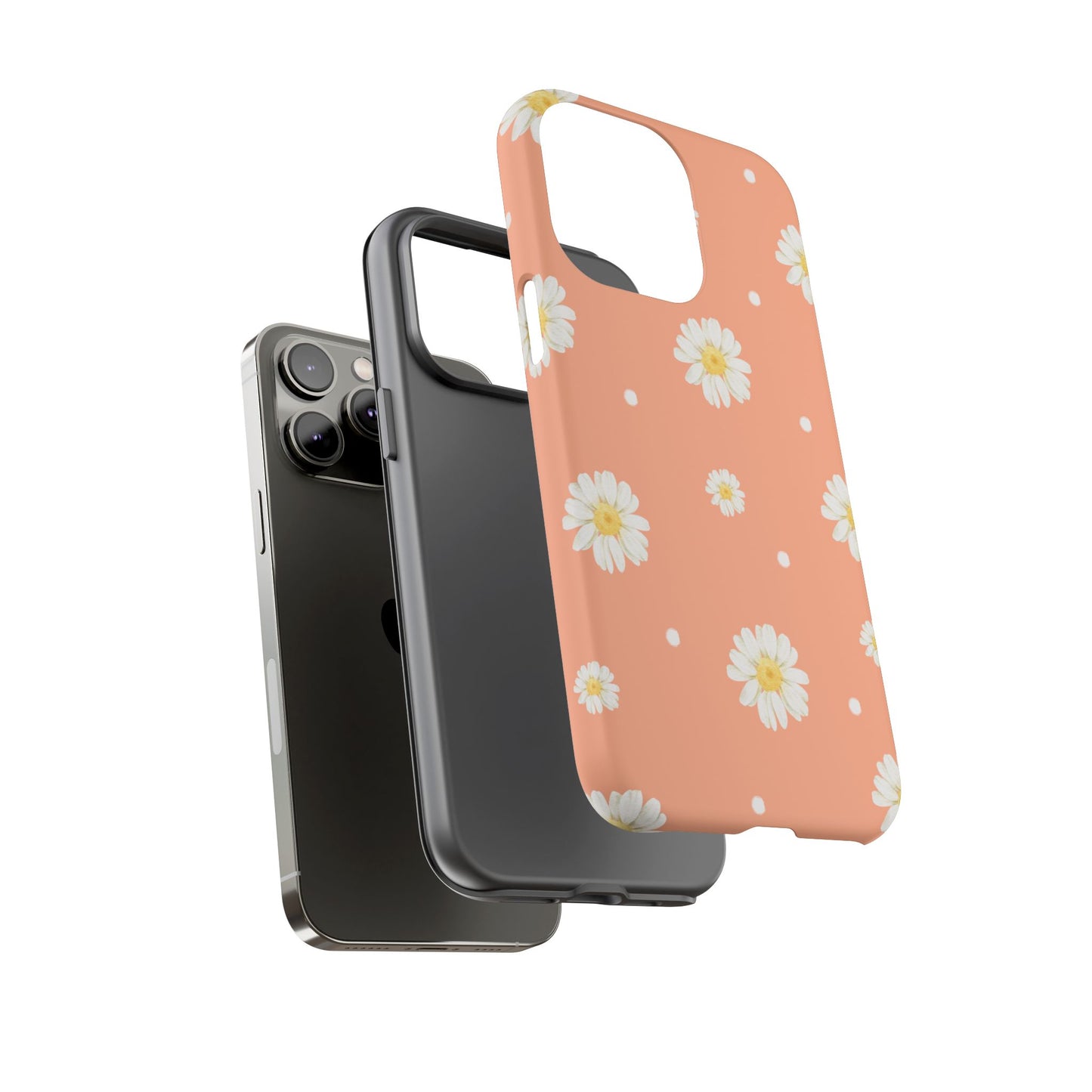 Peach Daisy Phone Case — Floral Tough Protective Cover