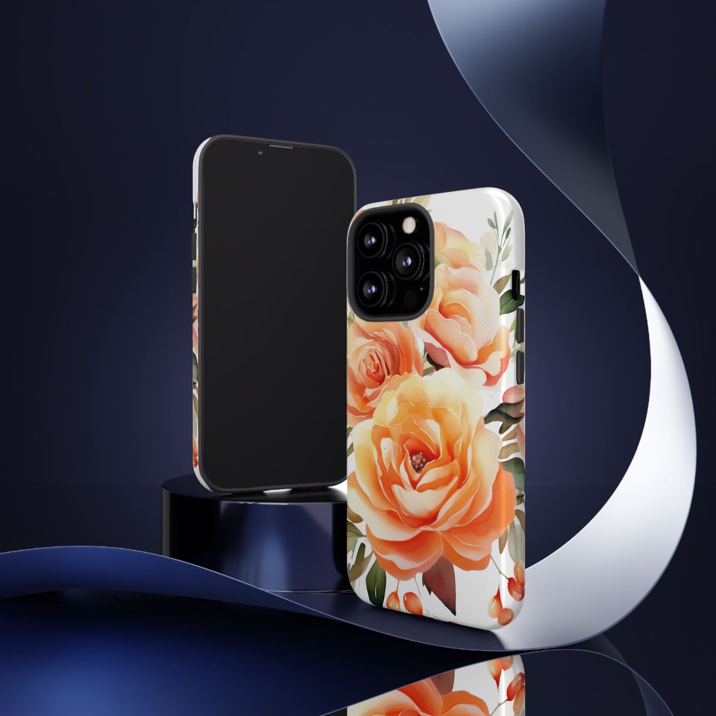 Floral Peach Rose Tough Phone Case — Protective Botanical iPhone Cover