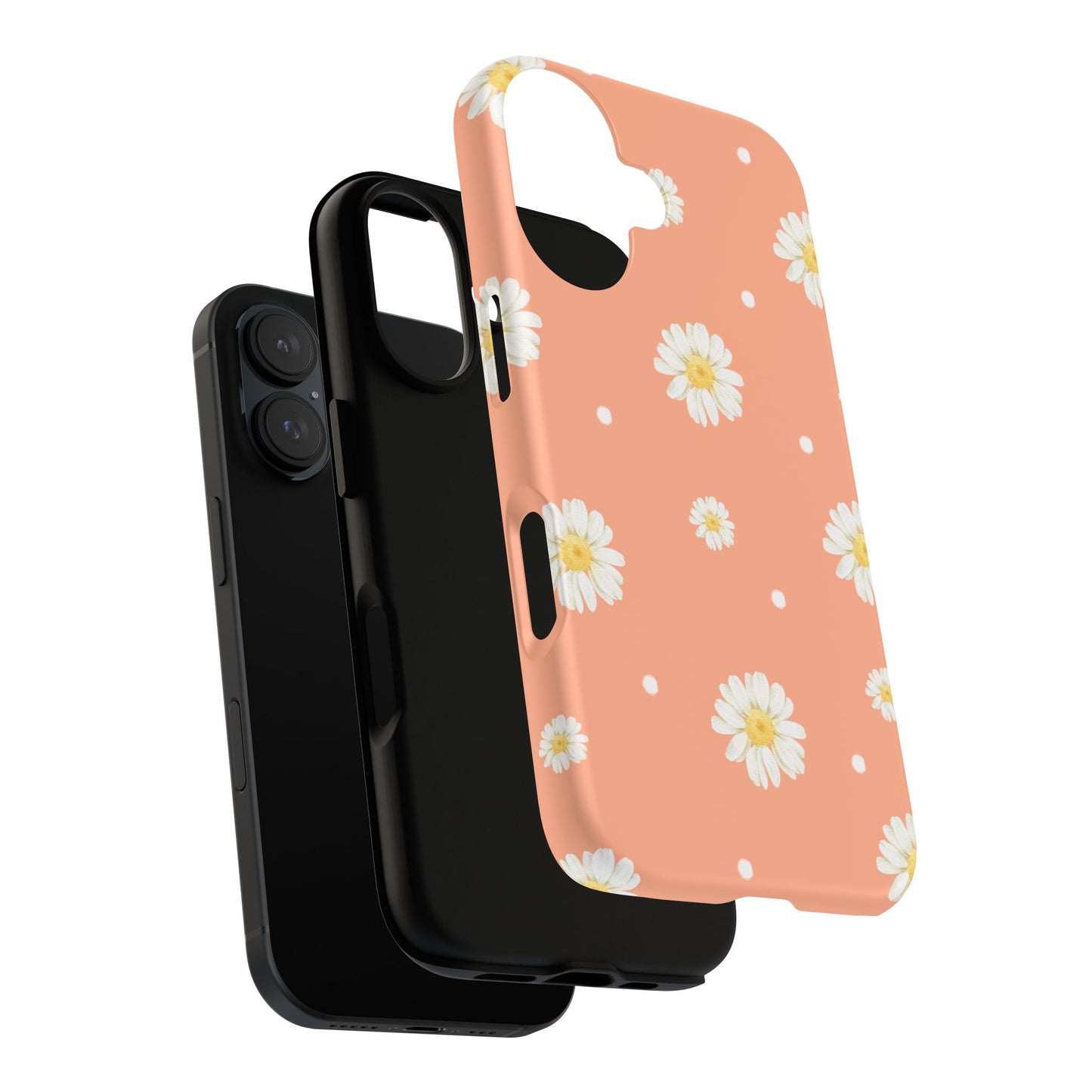 Peach Daisy Phone Case — Floral Tough Protective Cover