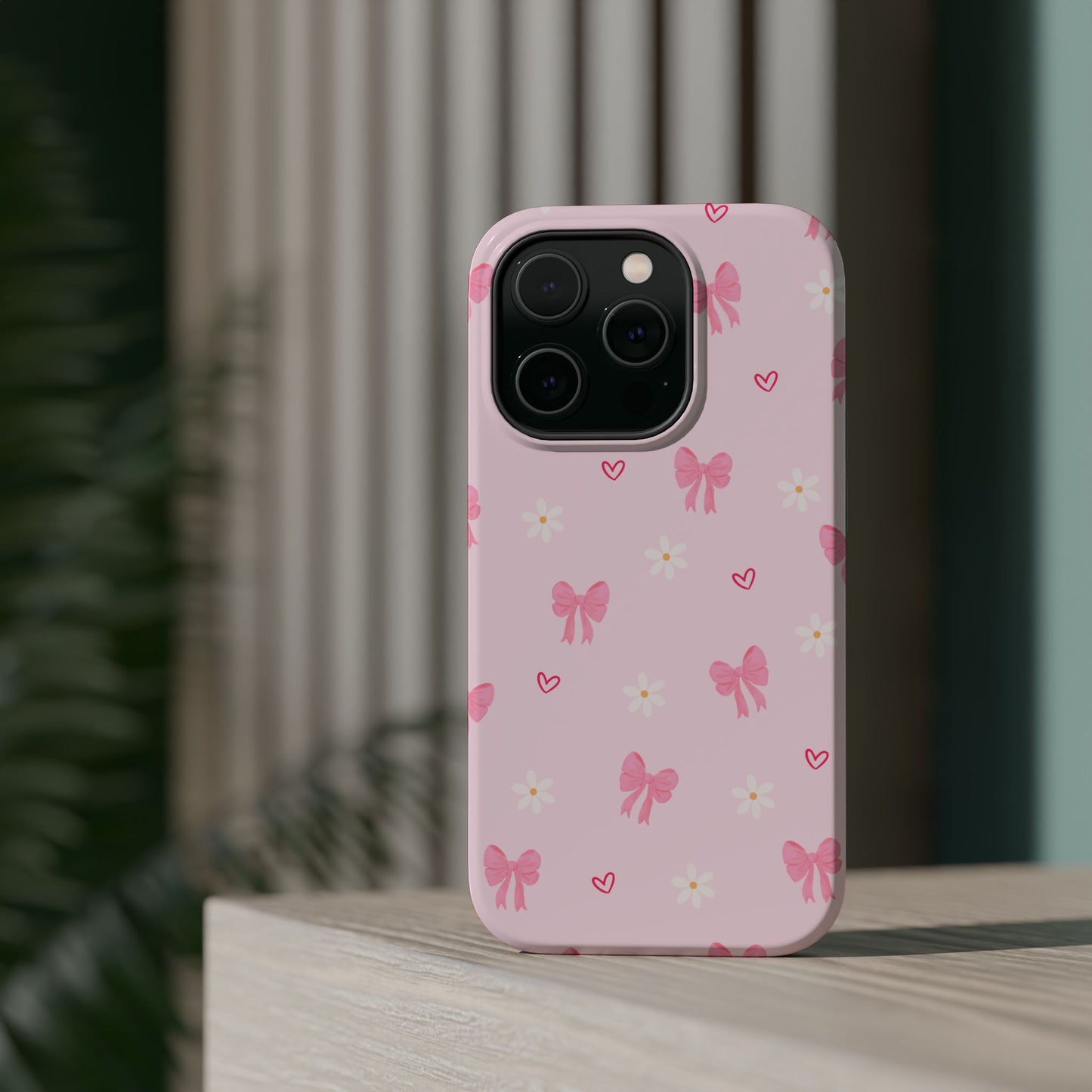 Pink Bow Pattern Magnetic Impact Phone Case