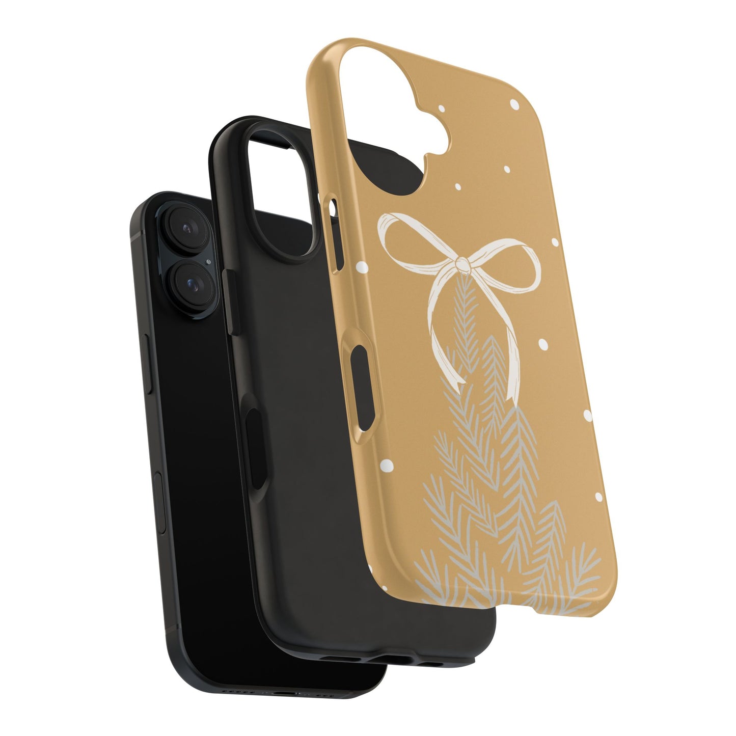 Winter Ribbon Pine Tough Phone Case — Festive Holiday Protective iPhone Cover