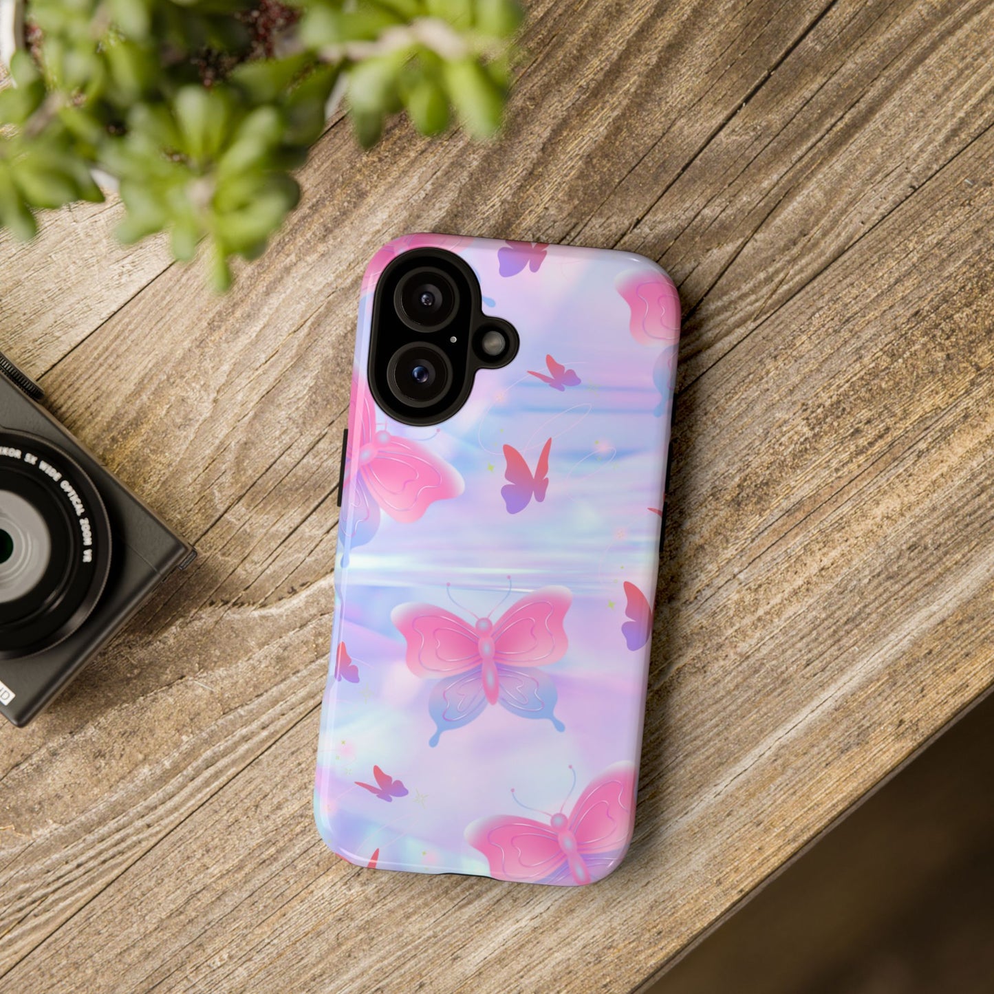 Butterfly Pastel Tough Phone Case — Pink & Lavender Protective Cover