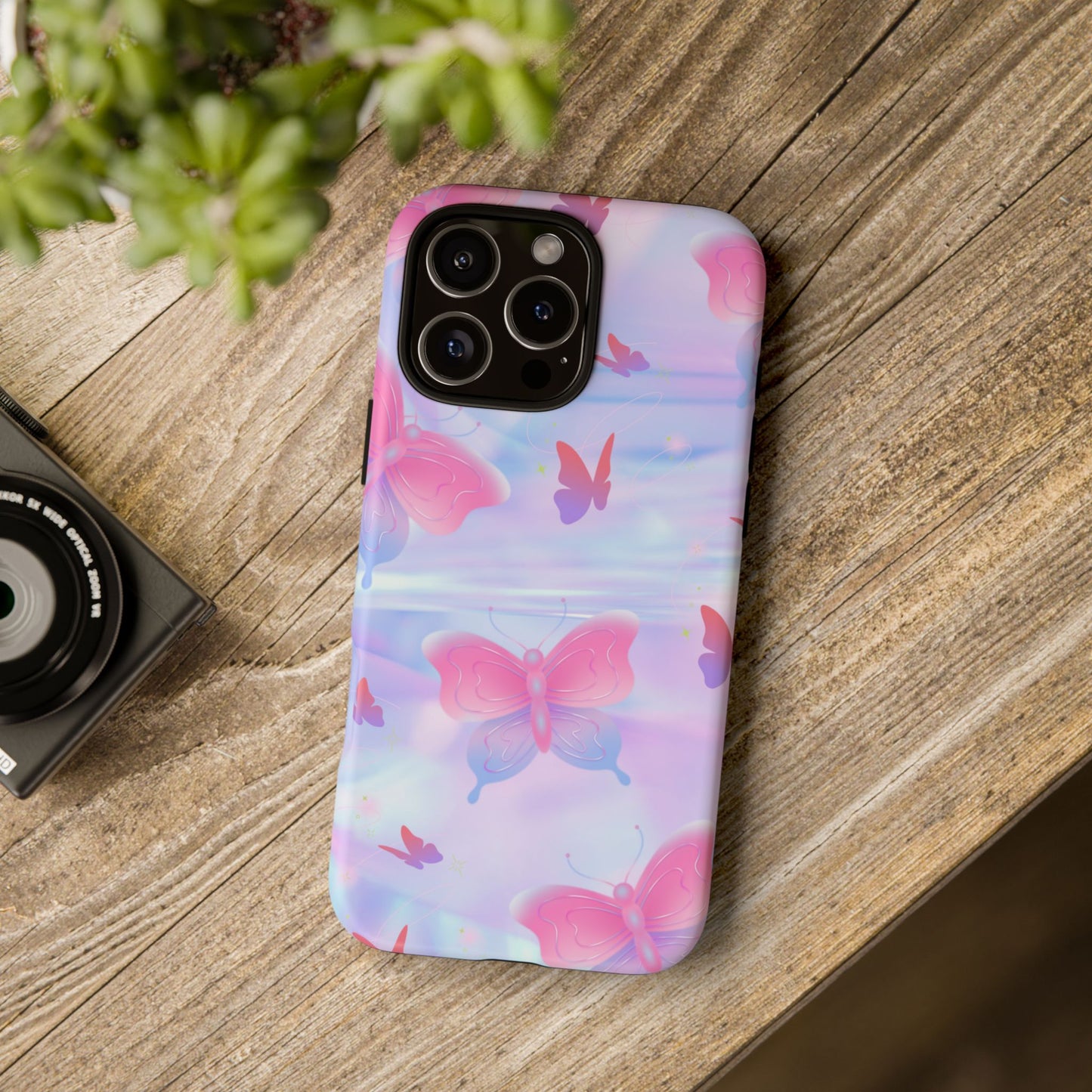 Butterfly Pastel Tough Phone Case — Pink & Lavender Protective Cover
