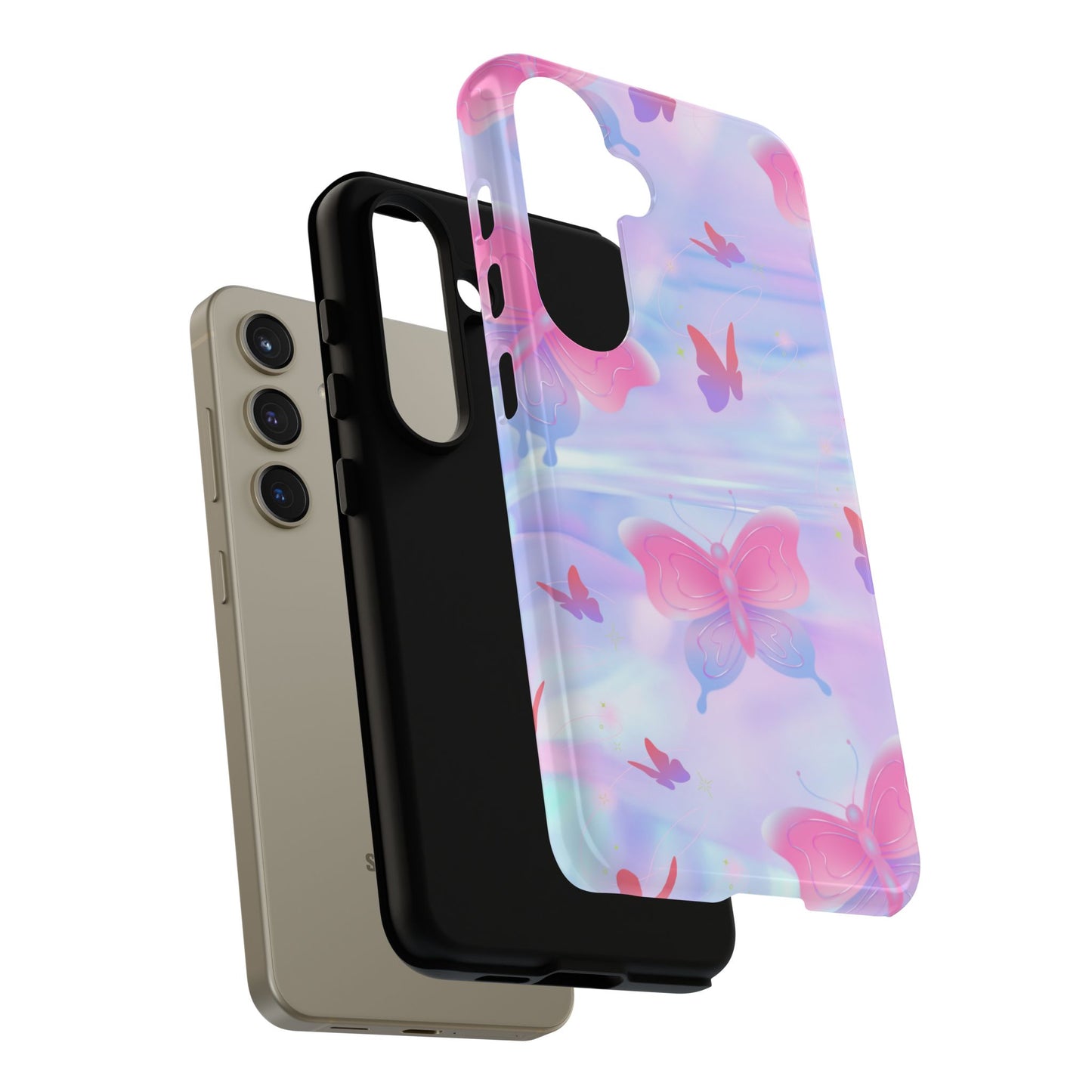 Butterfly Pastel Tough Phone Case — Pink & Lavender Protective Cover