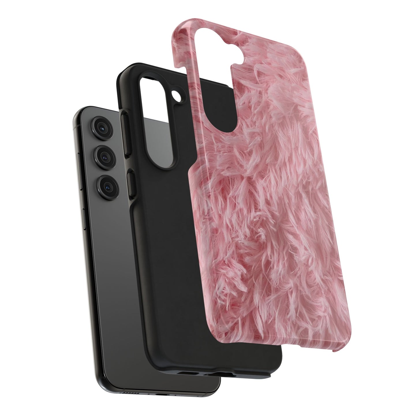 Pink Faux Fur Tough Phone Case — Plush Protective iPhone Cover
