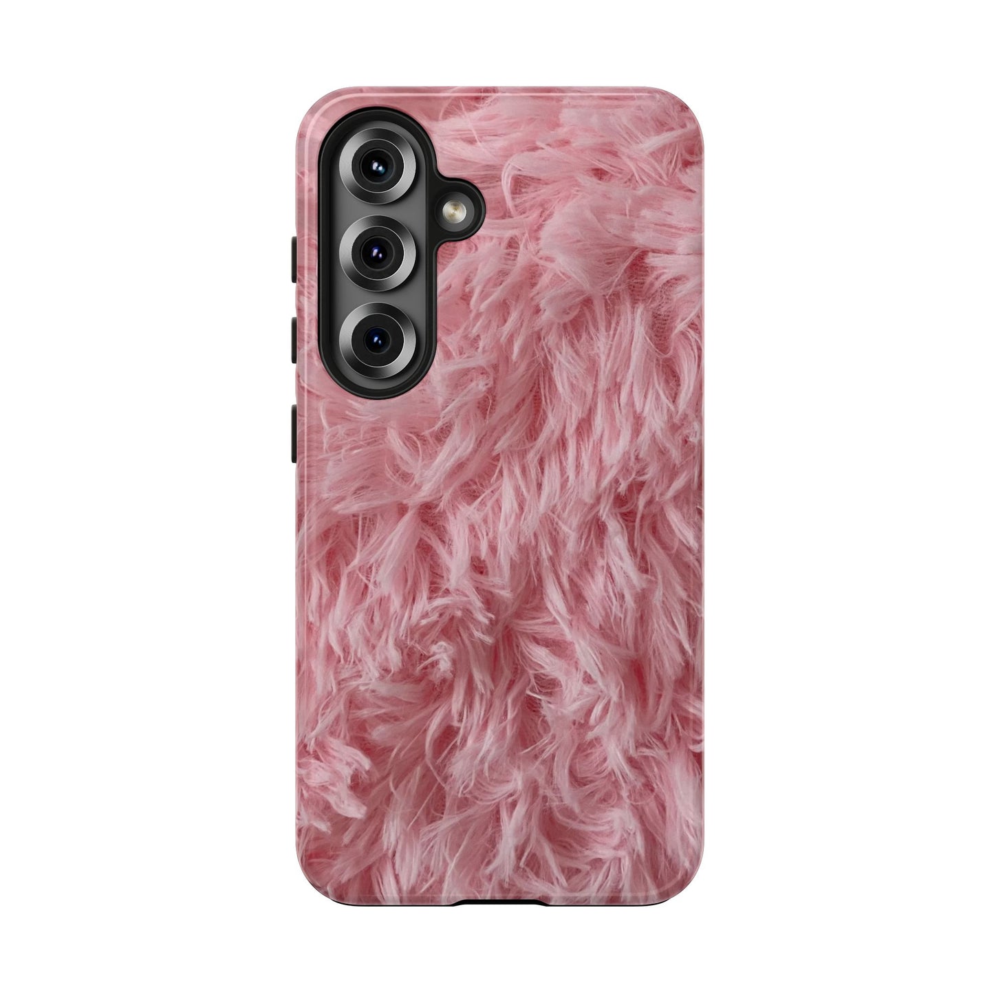 Pink Faux Fur Tough Phone Case — Plush Protective iPhone Cover