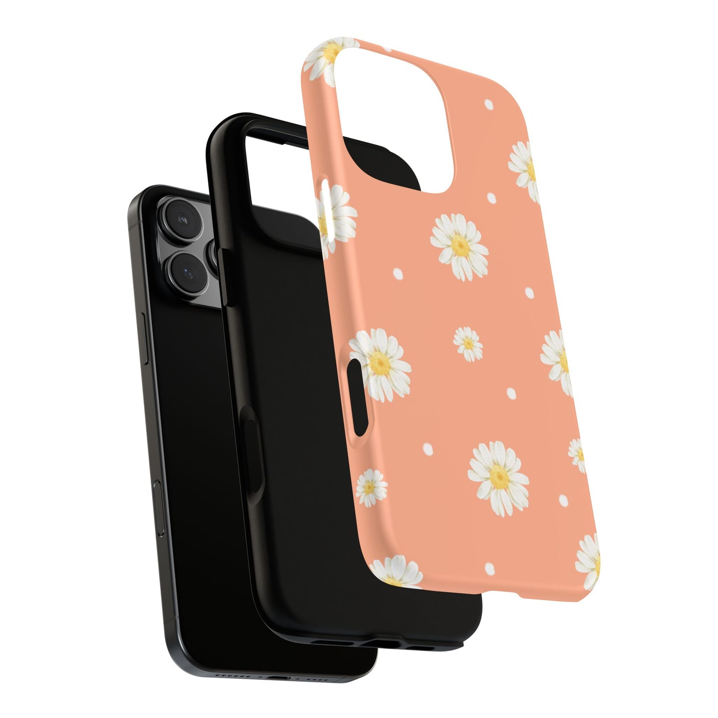 Peach Daisy Phone Case — Floral Tough Protective Cover