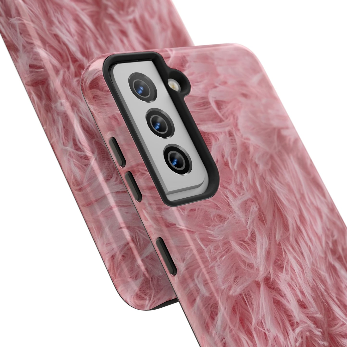 Pink Faux Fur Tough Phone Case — Plush Protective iPhone Cover