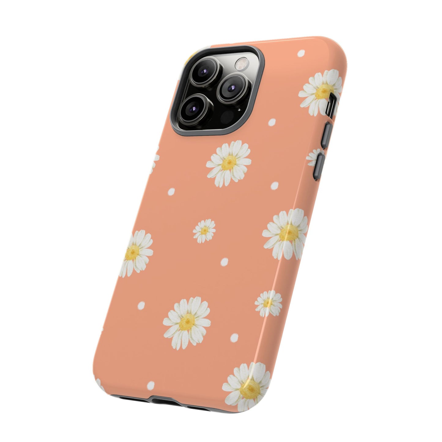Peach Daisy Phone Case — Floral Tough Protective Cover