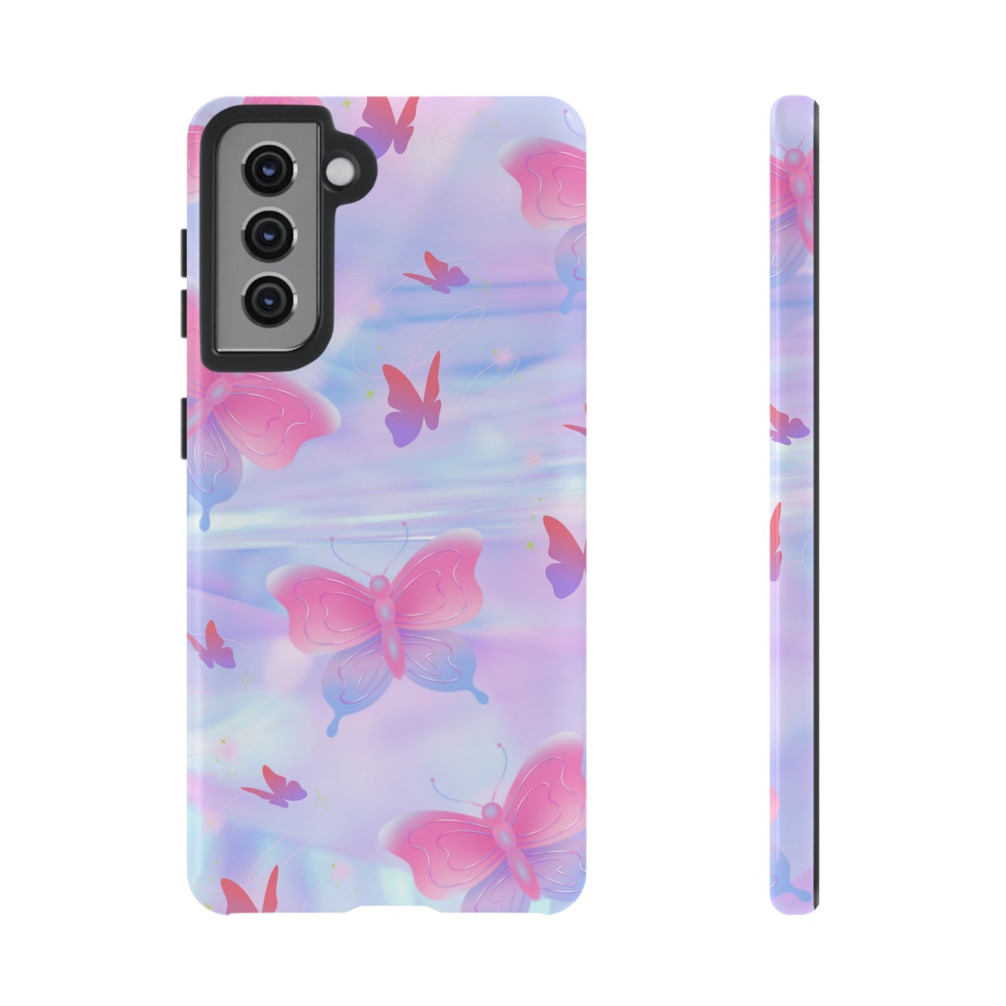 Butterfly Pastel Tough Phone Case — Pink & Lavender Protective Cover
