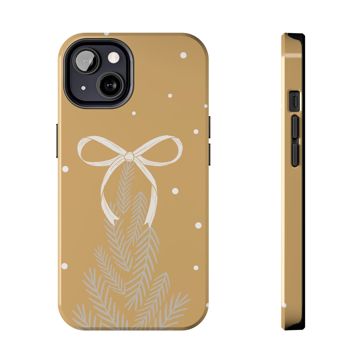 Winter Ribbon Pine Tough Phone Case — Festive Holiday Protective iPhone Cover