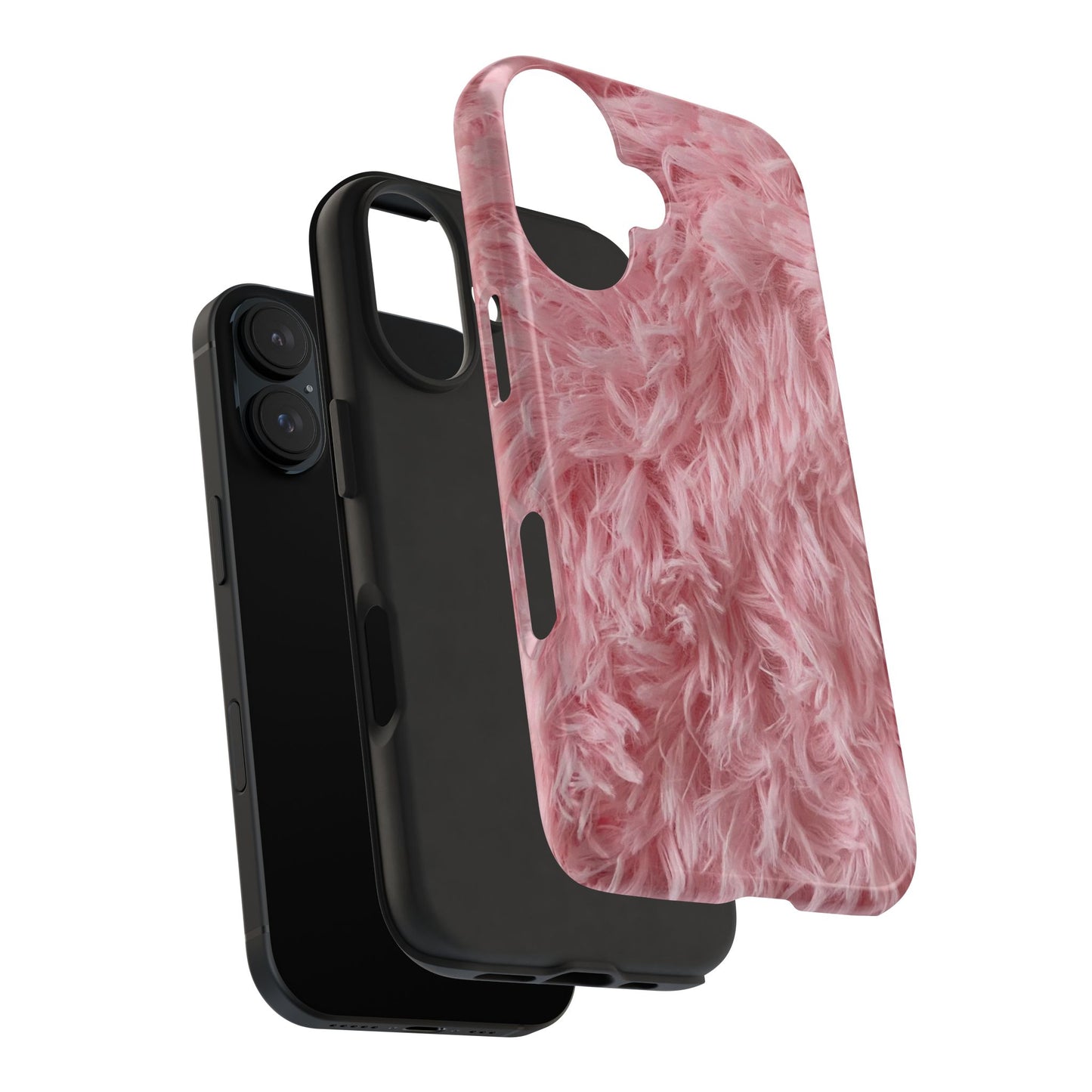 Pink Faux Fur Tough Phone Case — Plush Protective iPhone Cover