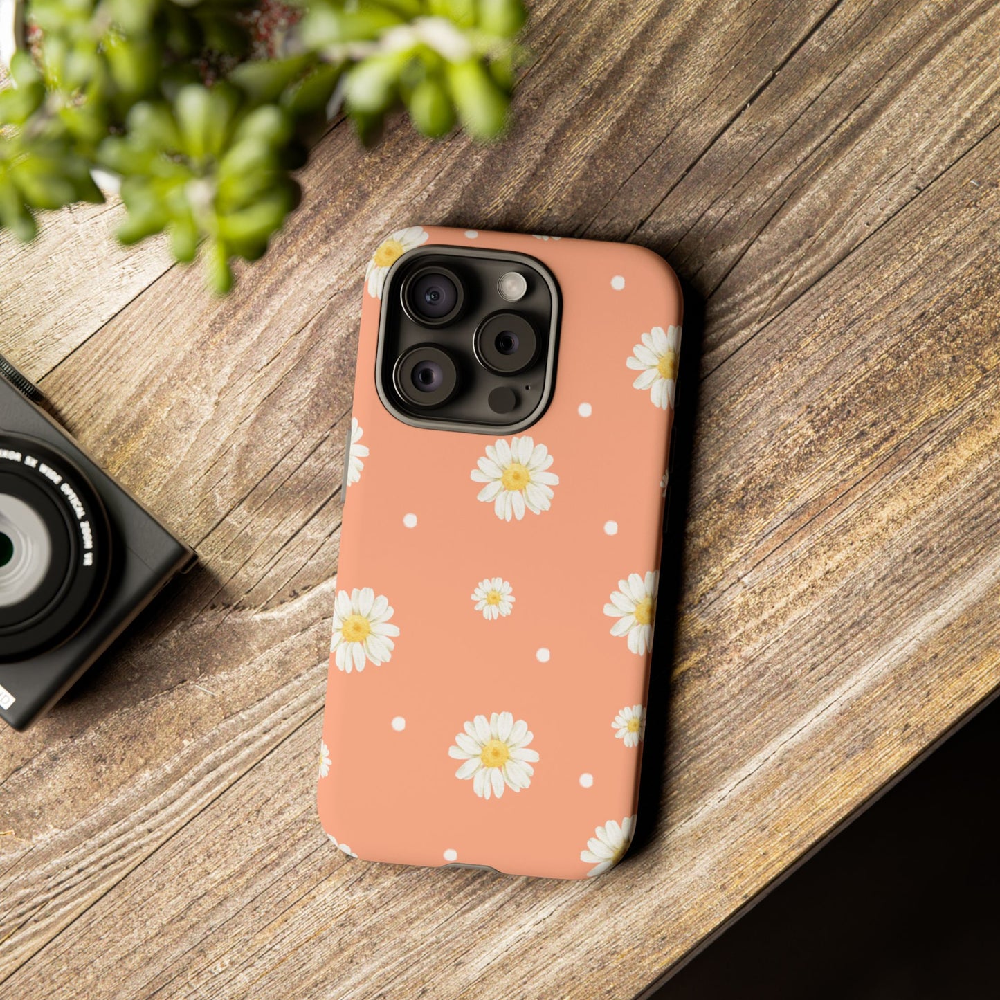 Peach Daisy Phone Case — Floral Tough Protective Cover
