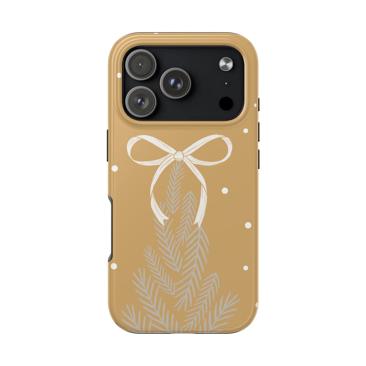 Winter Ribbon Pine Tough Phone Case — Festive Holiday Protective iPhone Cover