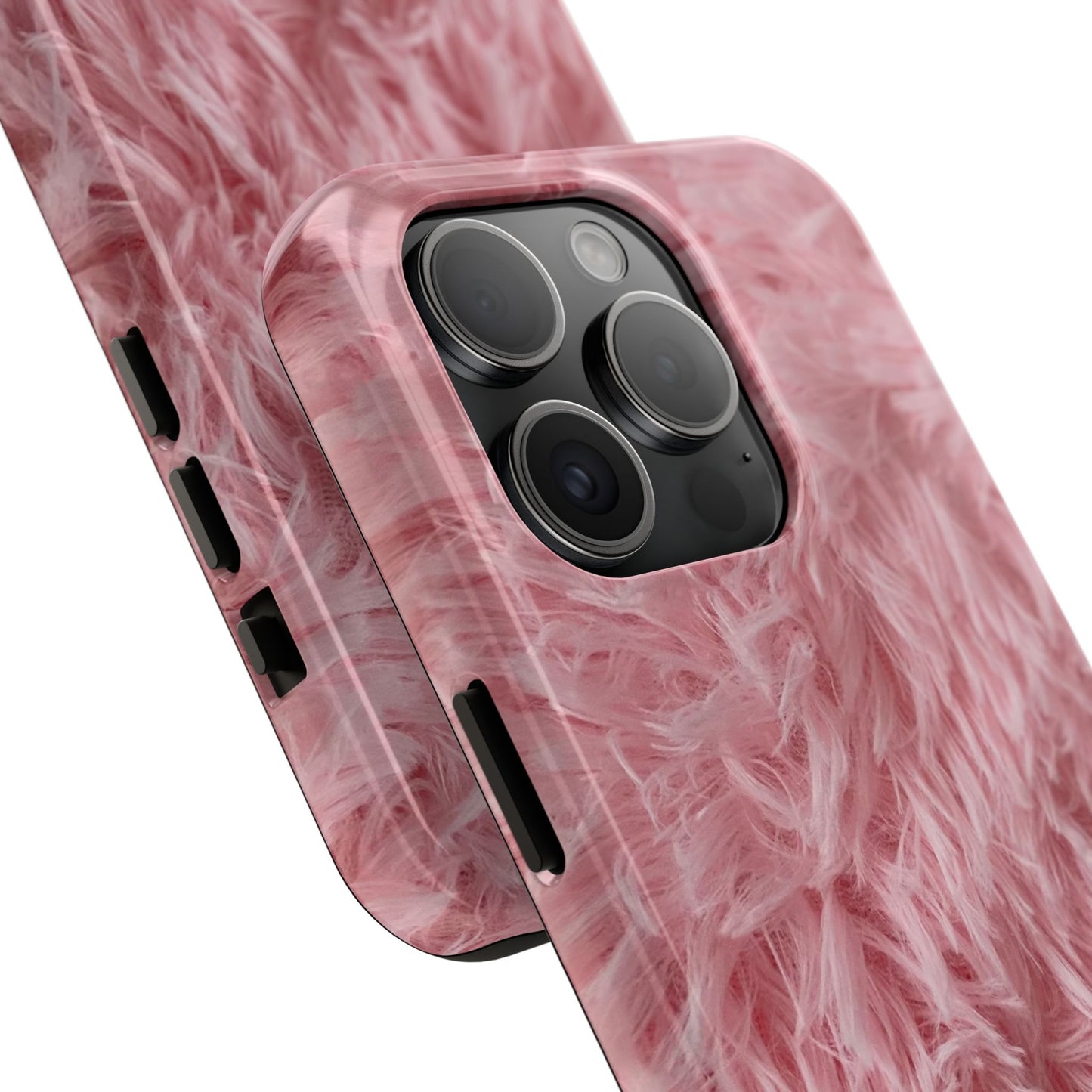 Pink Faux Fur Tough Phone Case — Plush Protective iPhone Cover