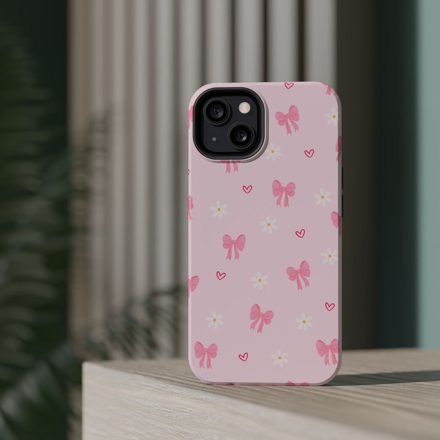 Pink Bow Pattern Magnetic Impact Phone Case