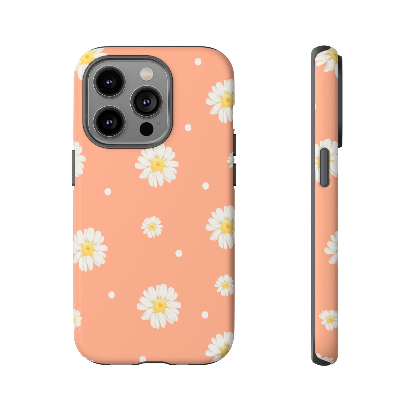 Peach Daisy Phone Case — Floral Tough Protective Cover