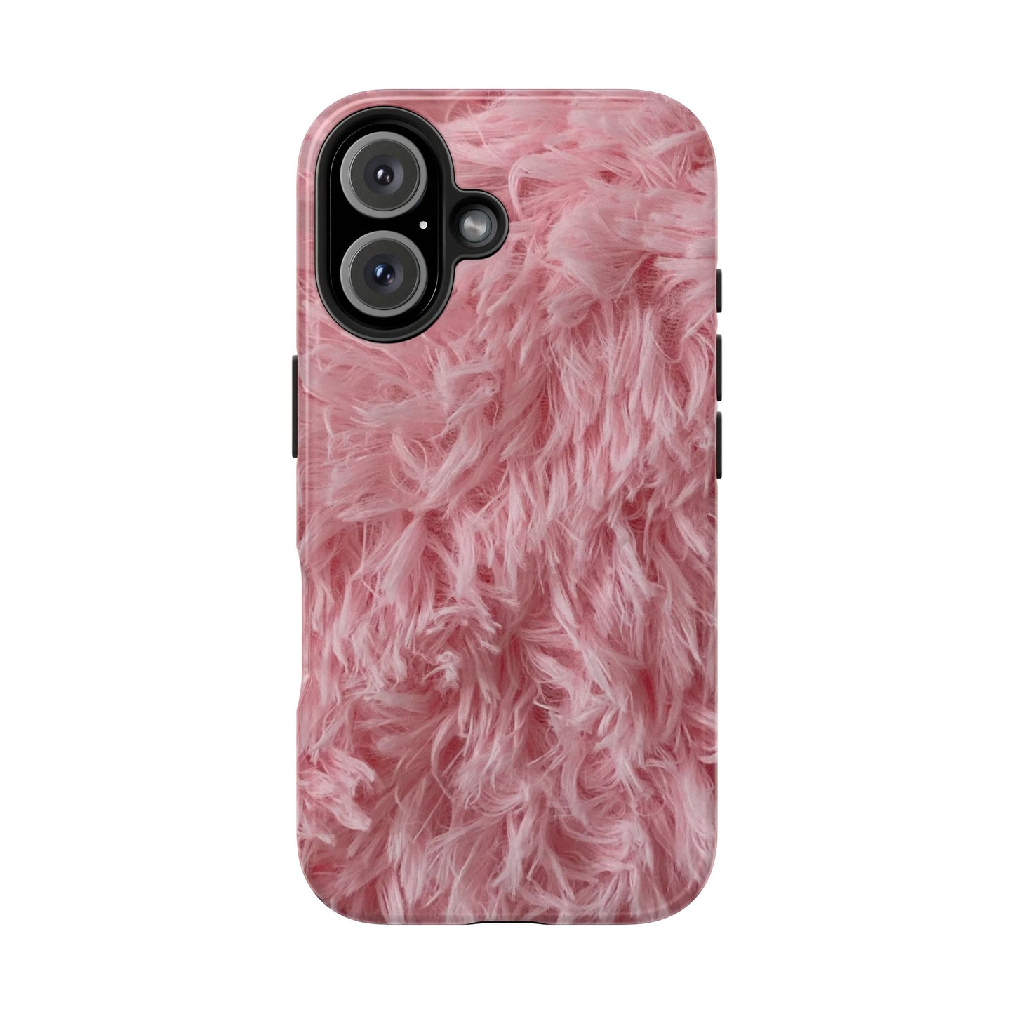 Pink Faux Fur Tough Phone Case — Plush Protective iPhone Cover