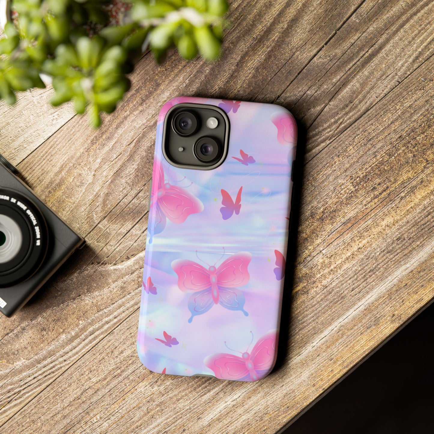 Butterfly Pastel Tough Phone Case — Pink & Lavender Protective Cover