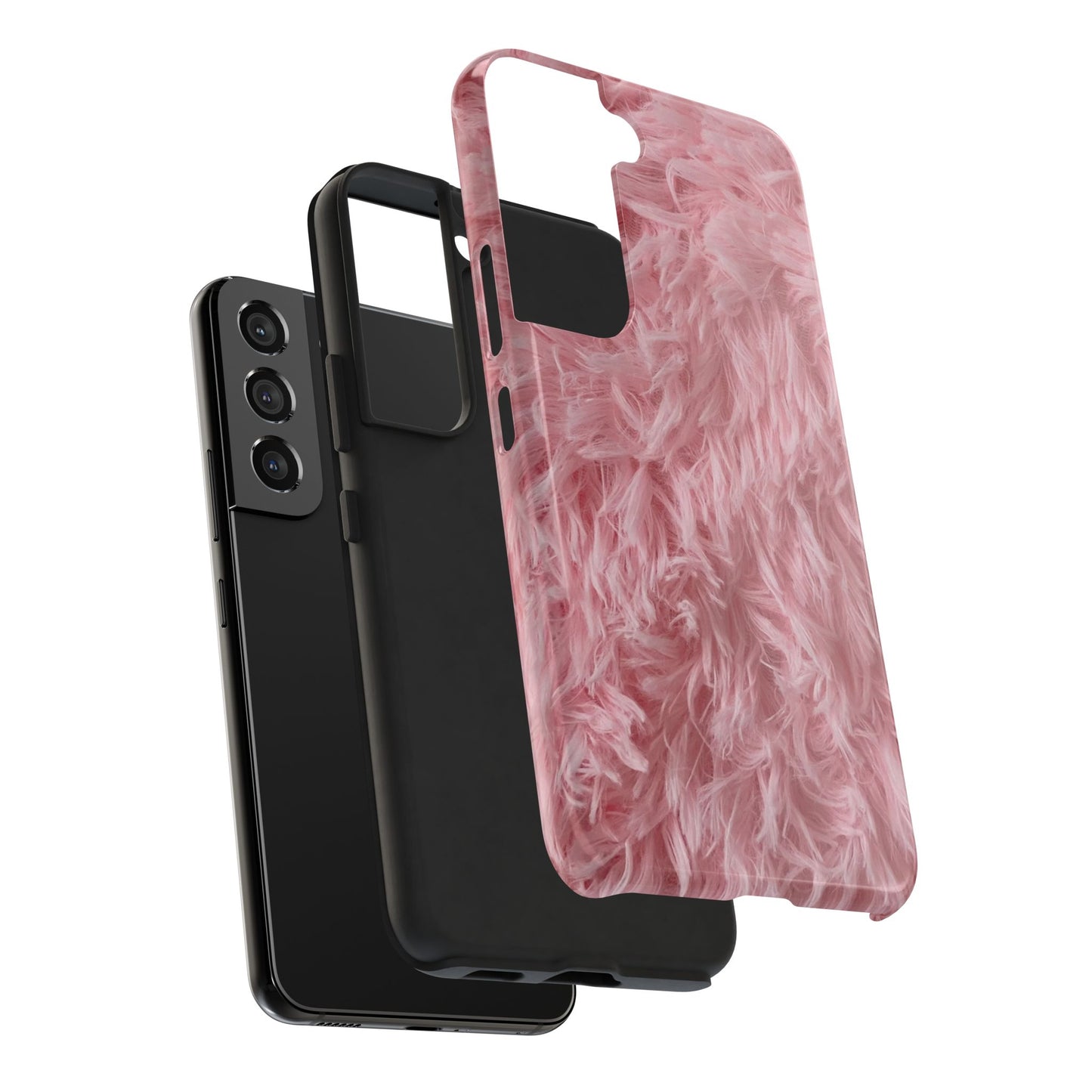 Pink Faux Fur Tough Phone Case — Plush Protective iPhone Cover