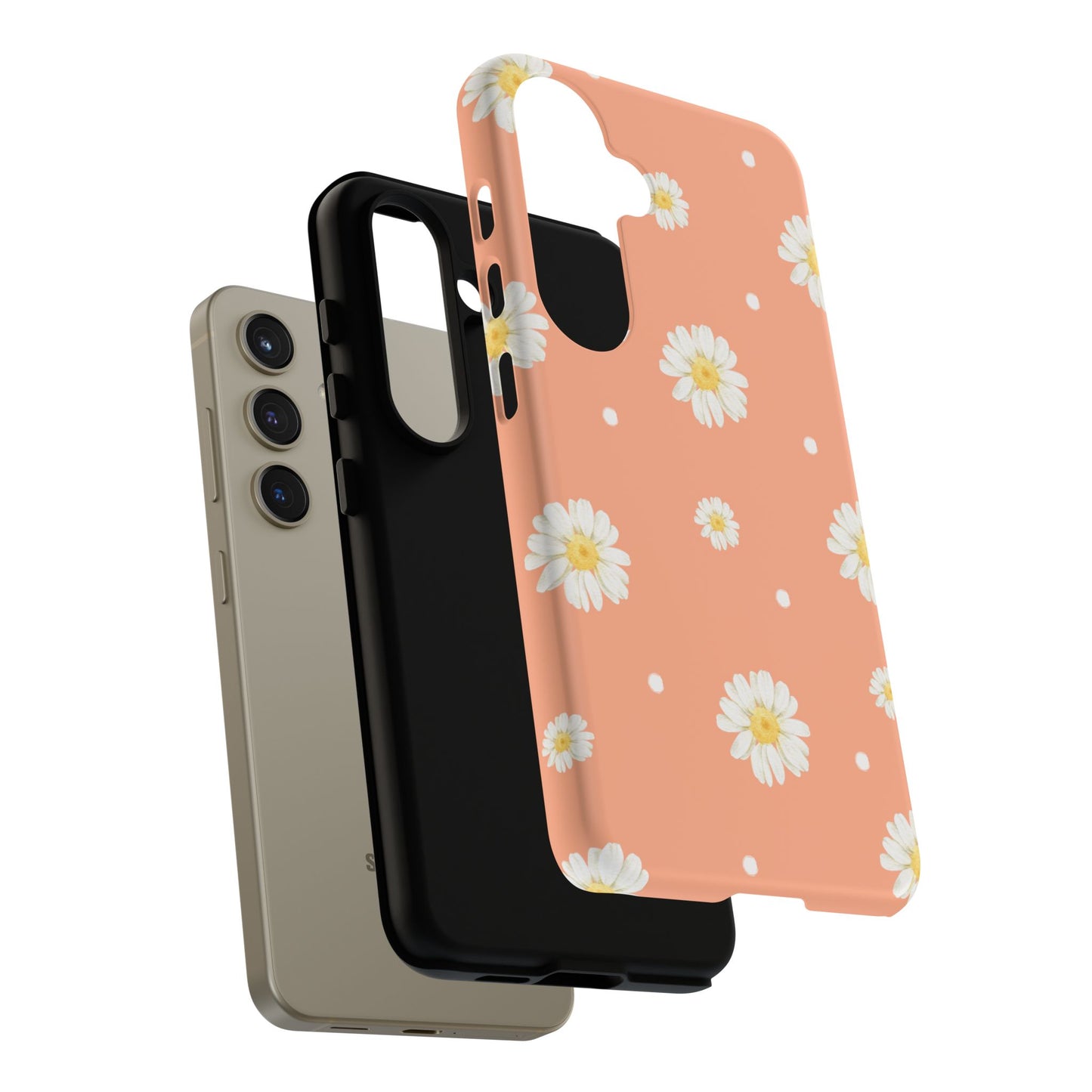 Peach Daisy Phone Case — Floral Tough Protective Cover