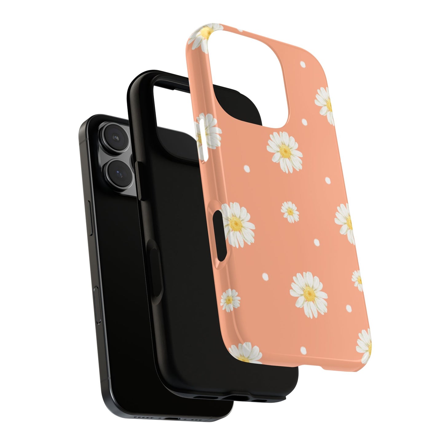Peach Daisy Phone Case — Floral Tough Protective Cover