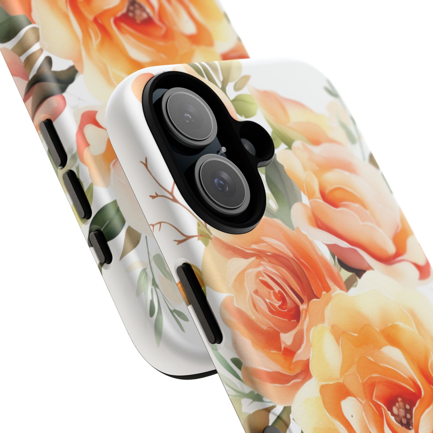 Floral Peach Rose Tough Phone Case — Protective Botanical iPhone Cover