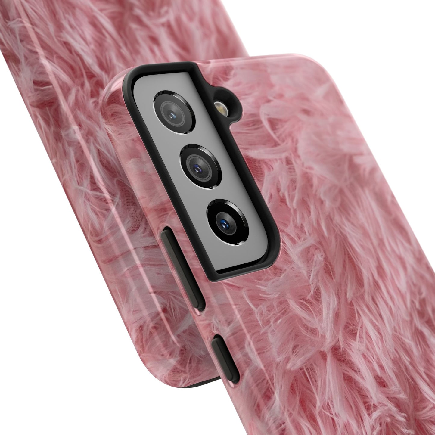 Pink Faux Fur Tough Phone Case — Plush Protective iPhone Cover