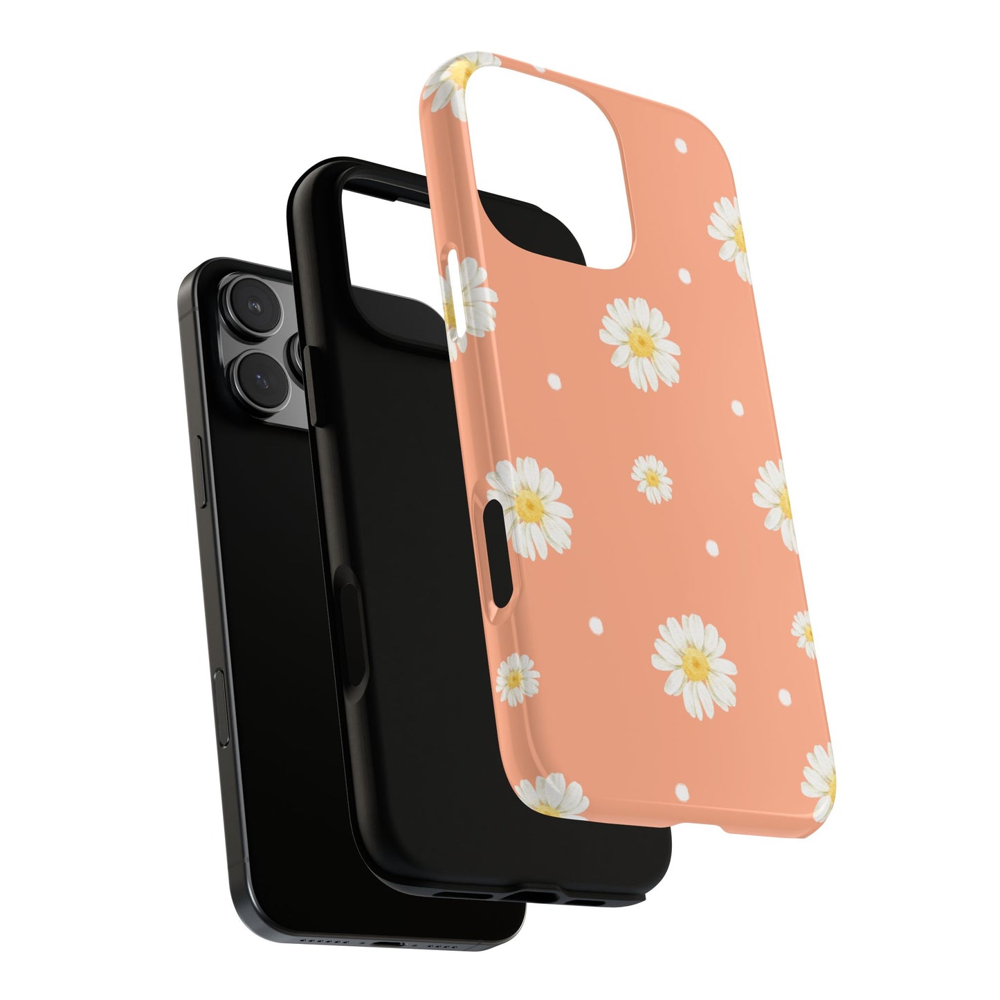 Peach Daisy Phone Case — Floral Tough Protective Cover