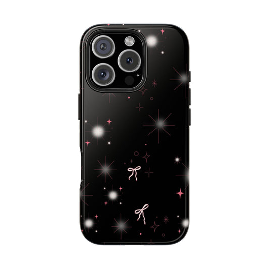 Tough Phone Case — Black Starry Bow Protective iPhone Cover