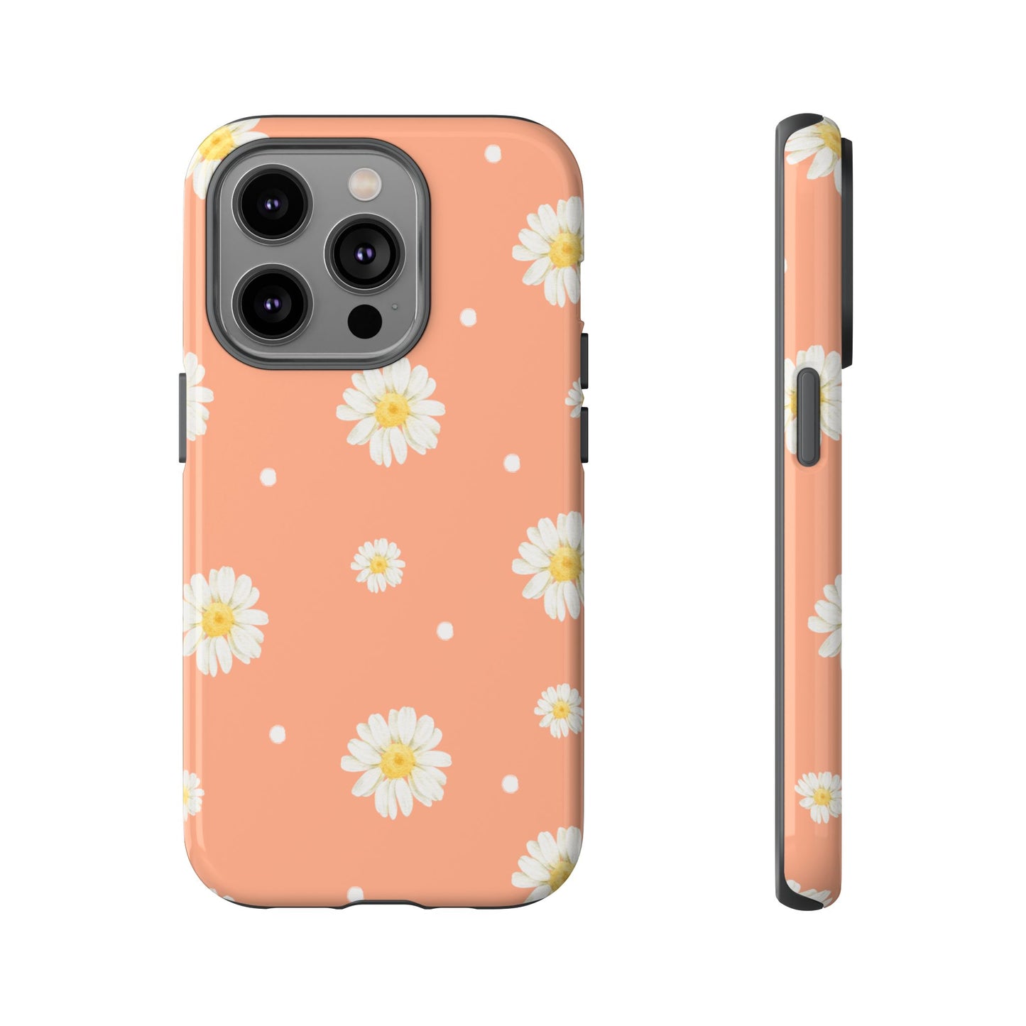 Peach Daisy Phone Case — Floral Tough Protective Cover