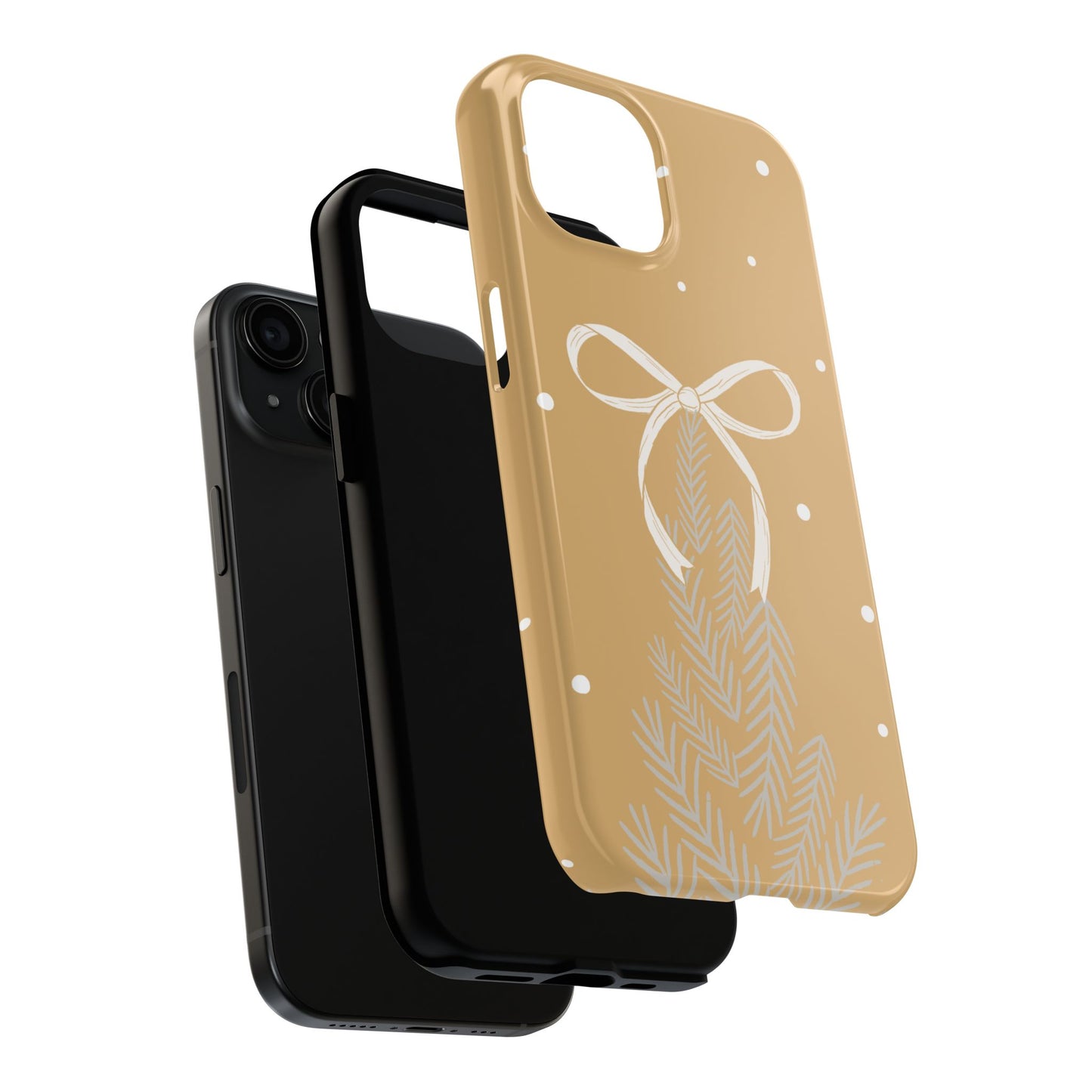 Winter Ribbon Pine Tough Phone Case — Festive Holiday Protective iPhone Cover