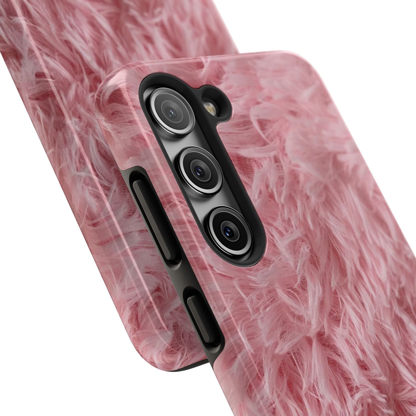 Pink Faux Fur Tough Phone Case — Plush Protective iPhone Cover