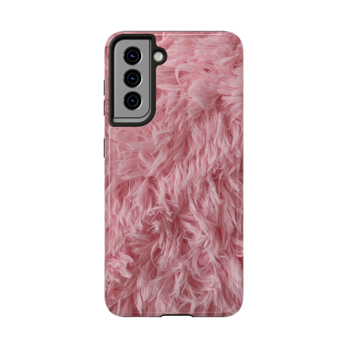 Pink Faux Fur Tough Phone Case — Plush Protective iPhone Cover
