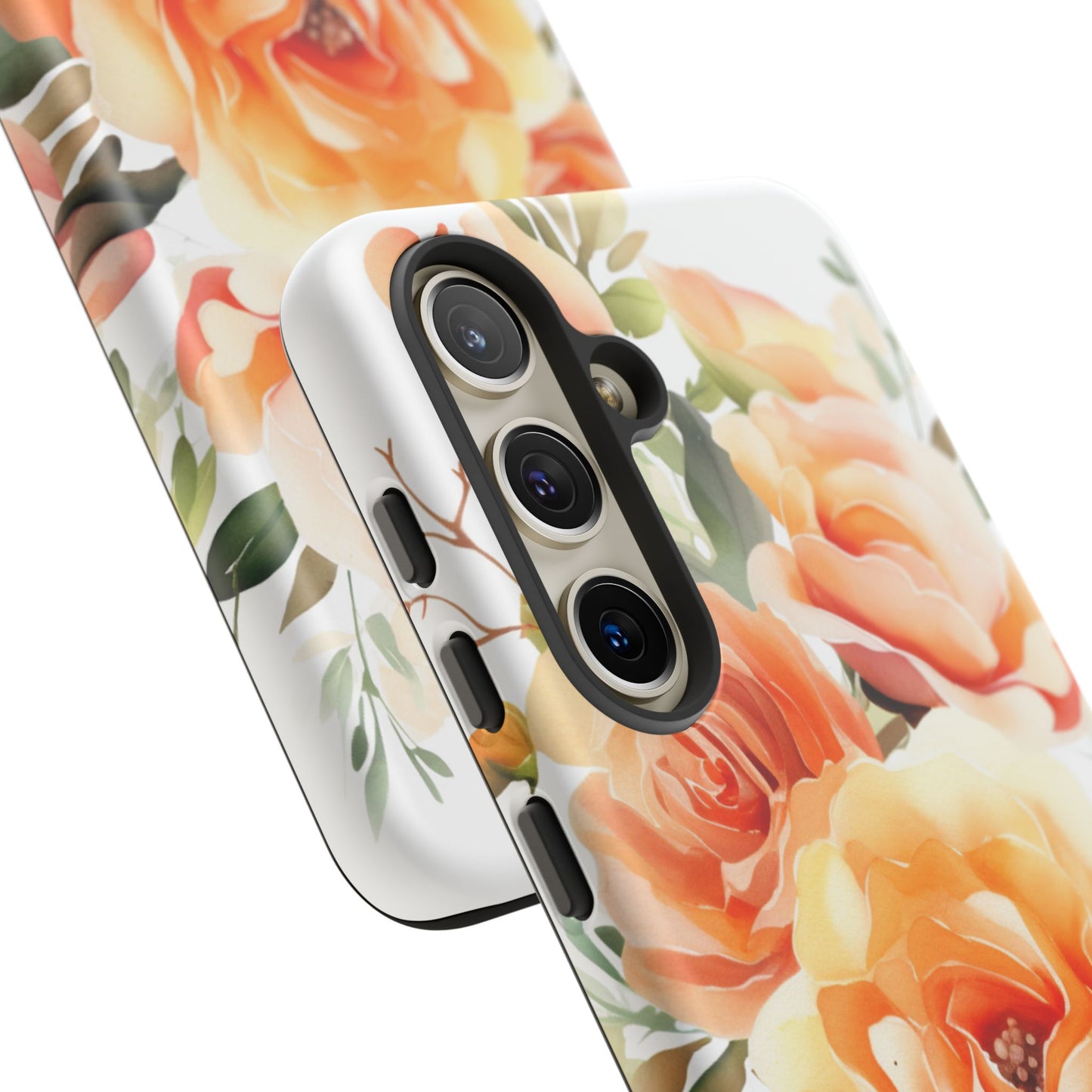 Floral Peach Rose Tough Phone Case — Protective Botanical iPhone Cover
